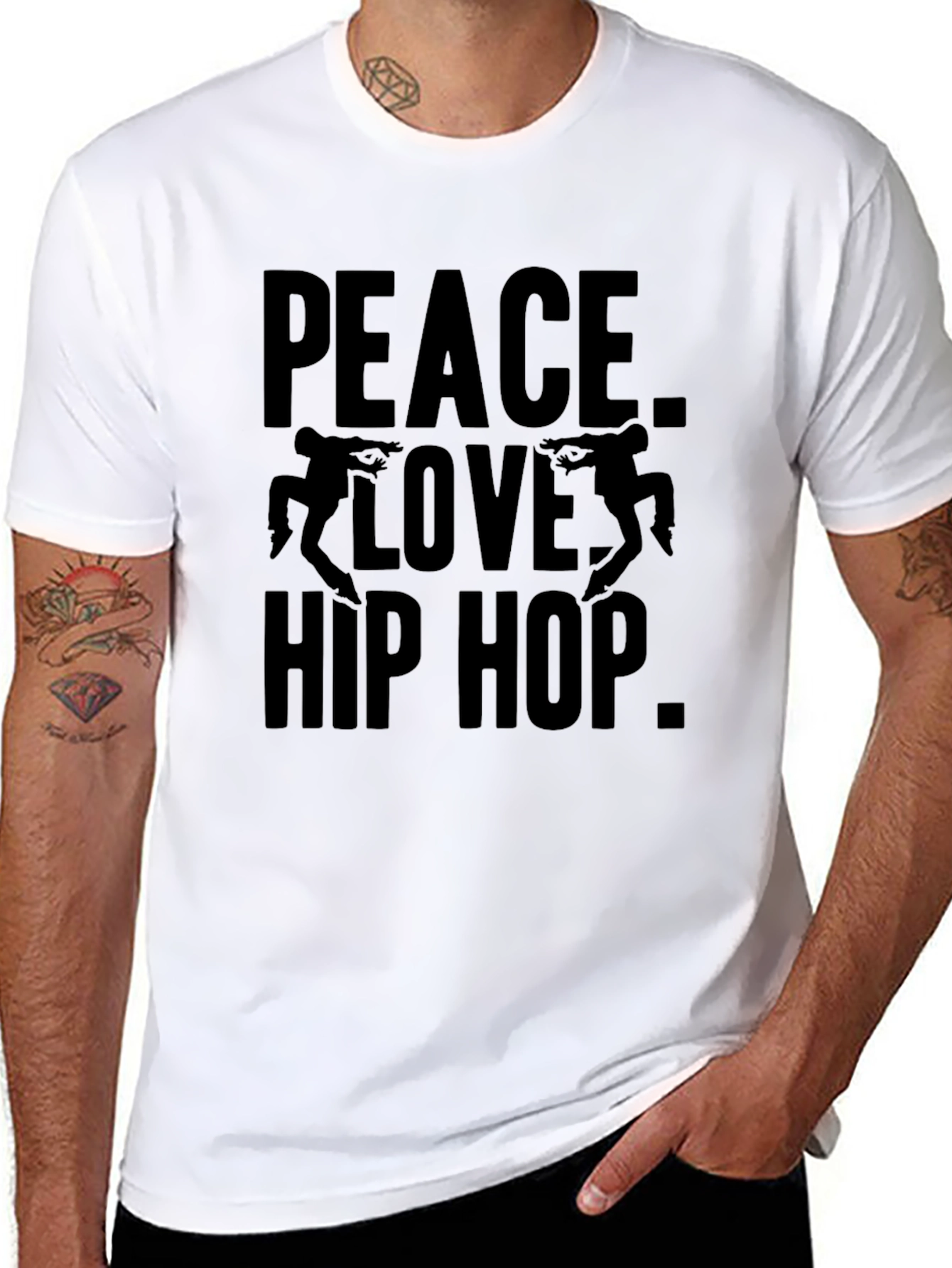 Peace Love Hip Hop Black Graphic T-Shirt