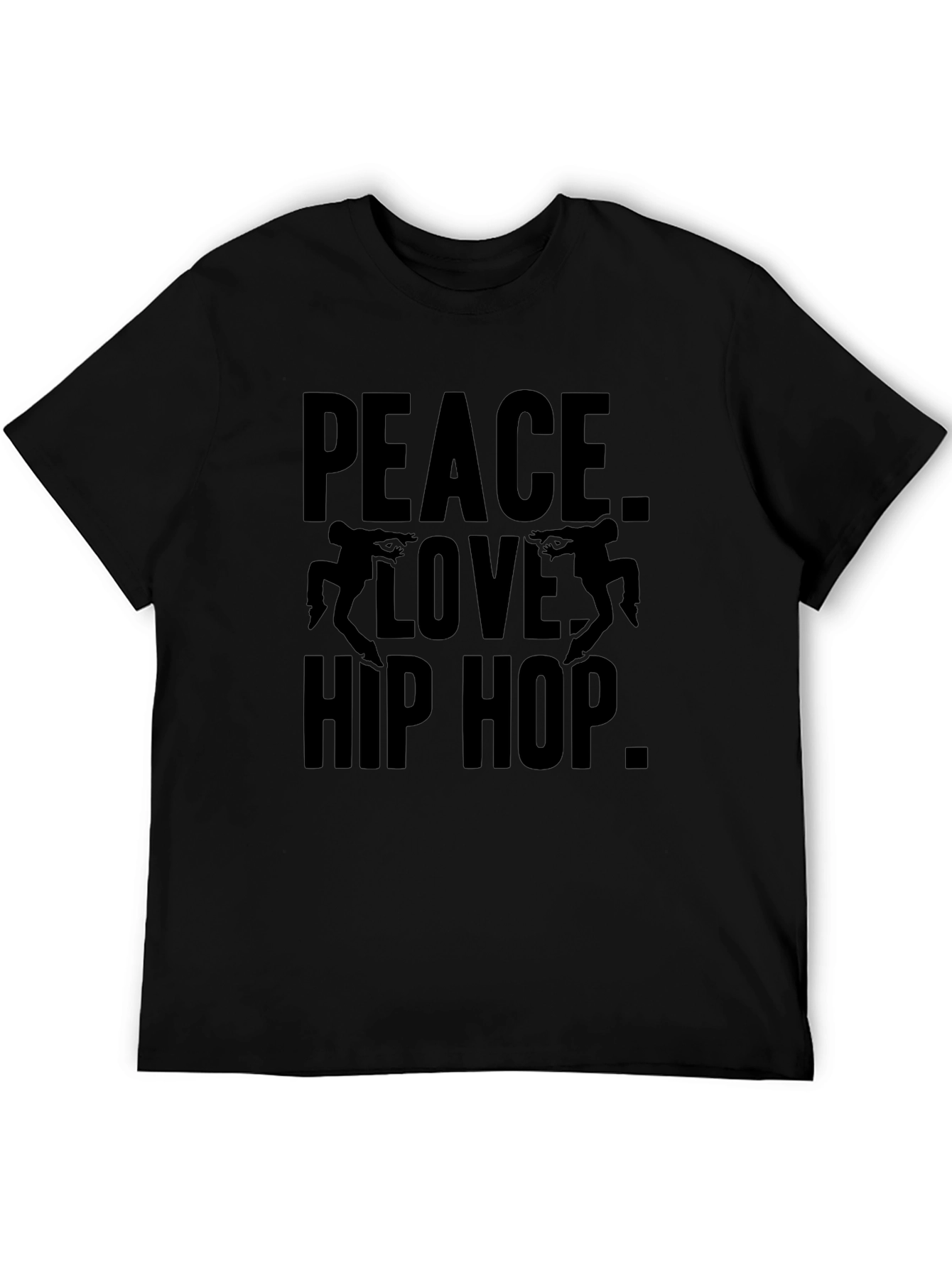 Peace Love Hip Hop Black Graphic T-Shirt