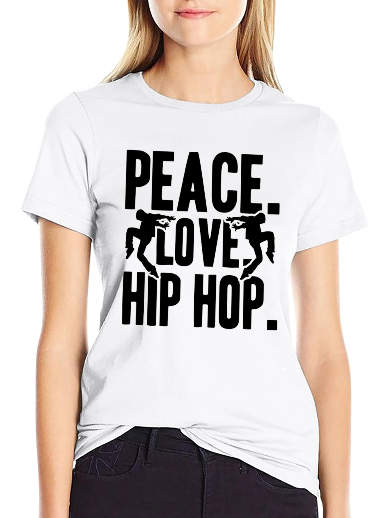 Peace Love Hip Hop Black Graphic T-Shirt