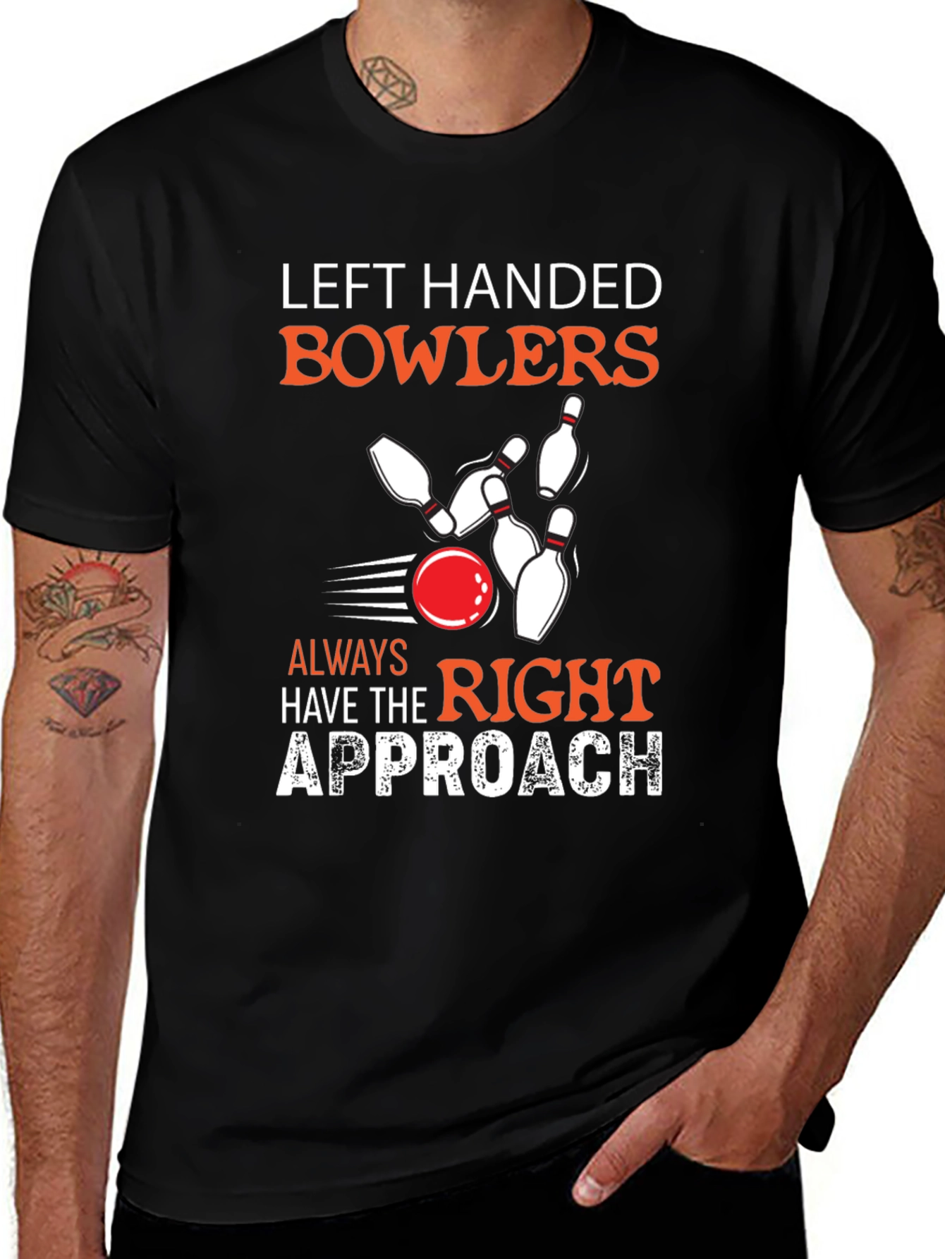 Left Handed Bowler Graphic T-Shirt