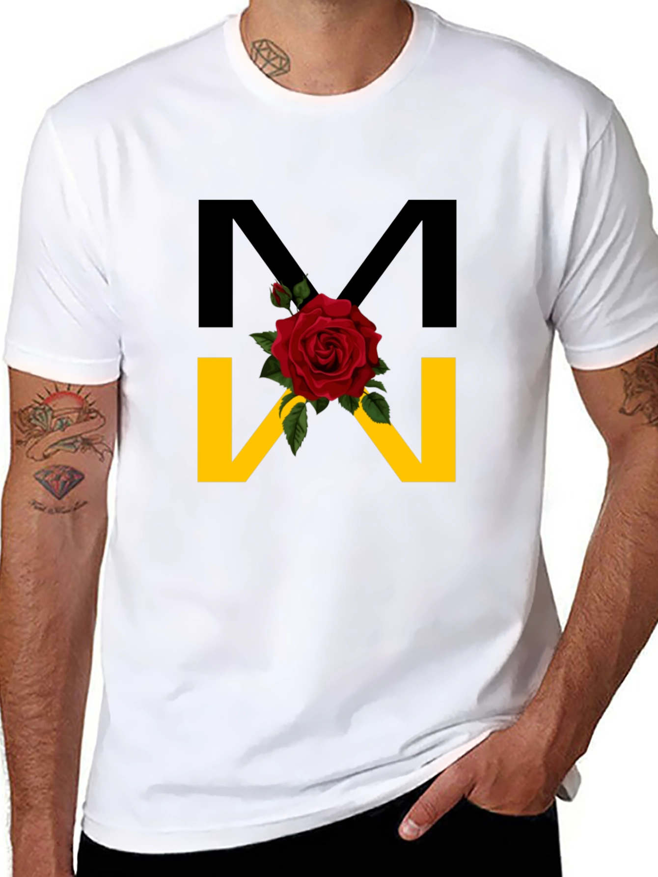 Floral M Graphic Black T-Shirt