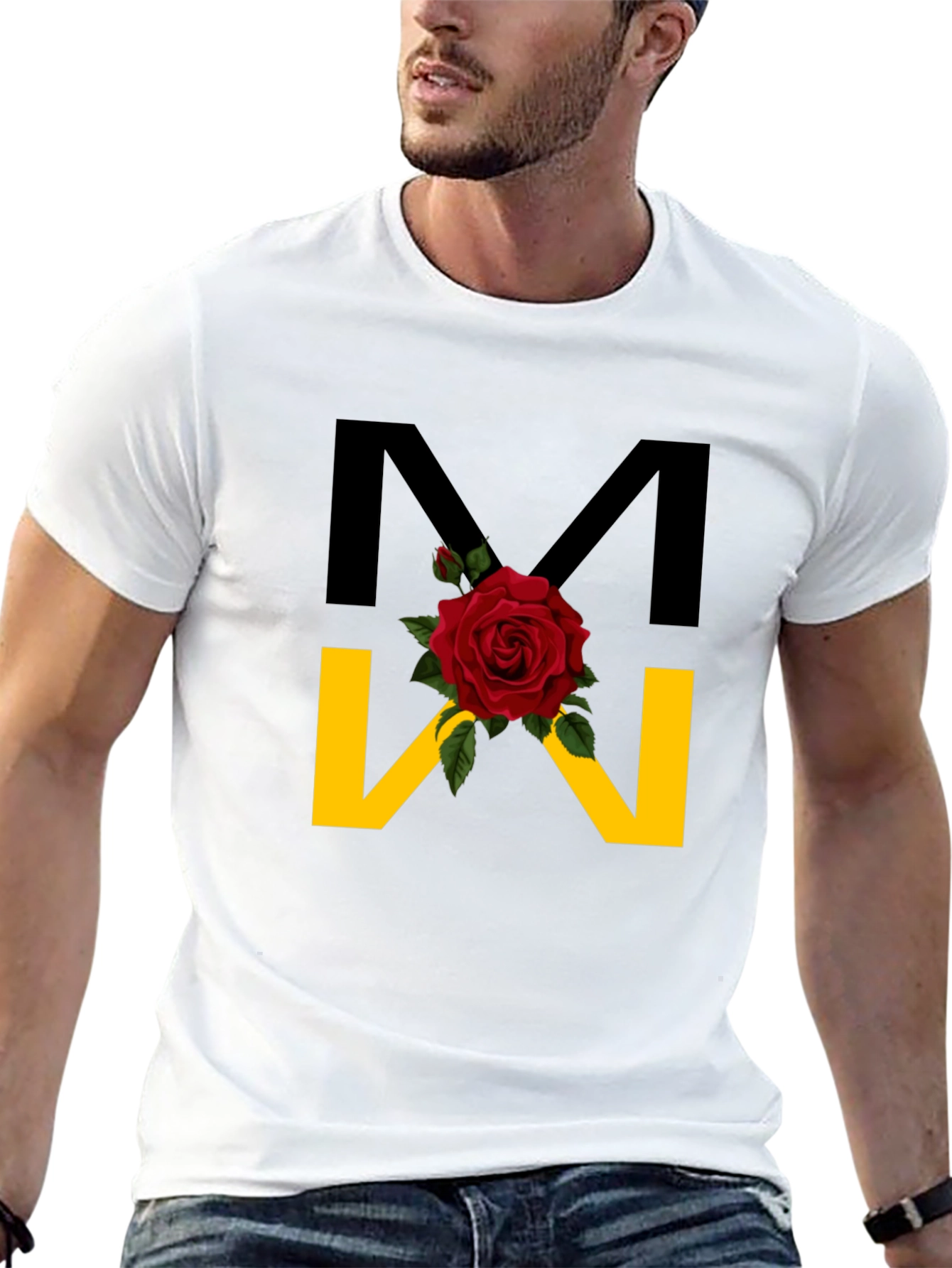 Floral M Graphic Black T-Shirt