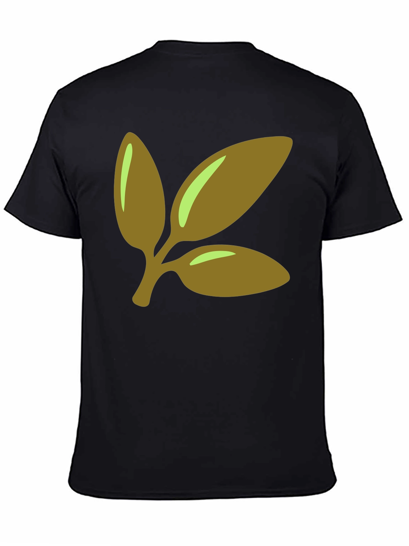 Leaf Branch Graphic Tee - Black Cotton Casual T-Shirt