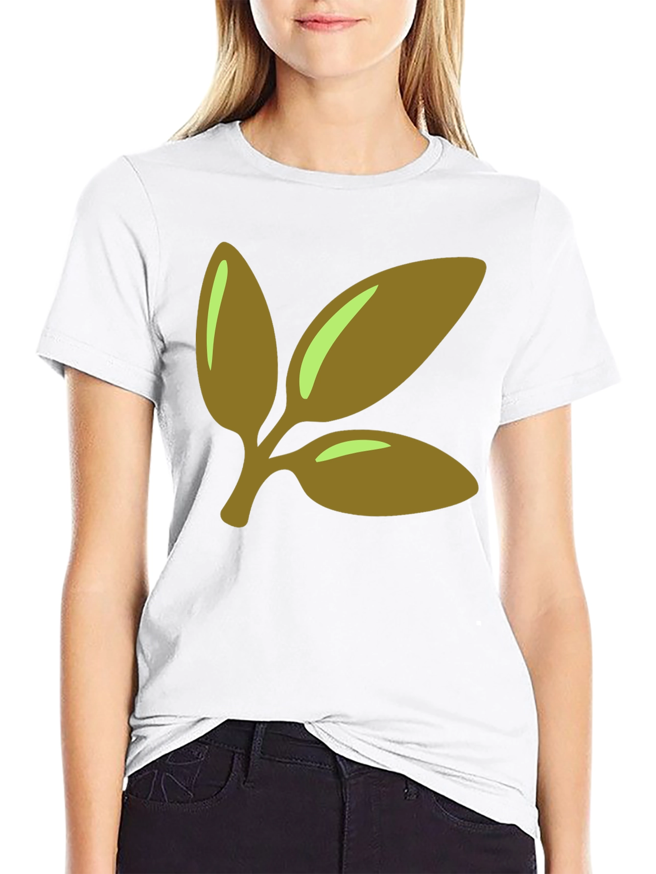 Leaf Branch Graphic Tee - Black Cotton Casual T-Shirt