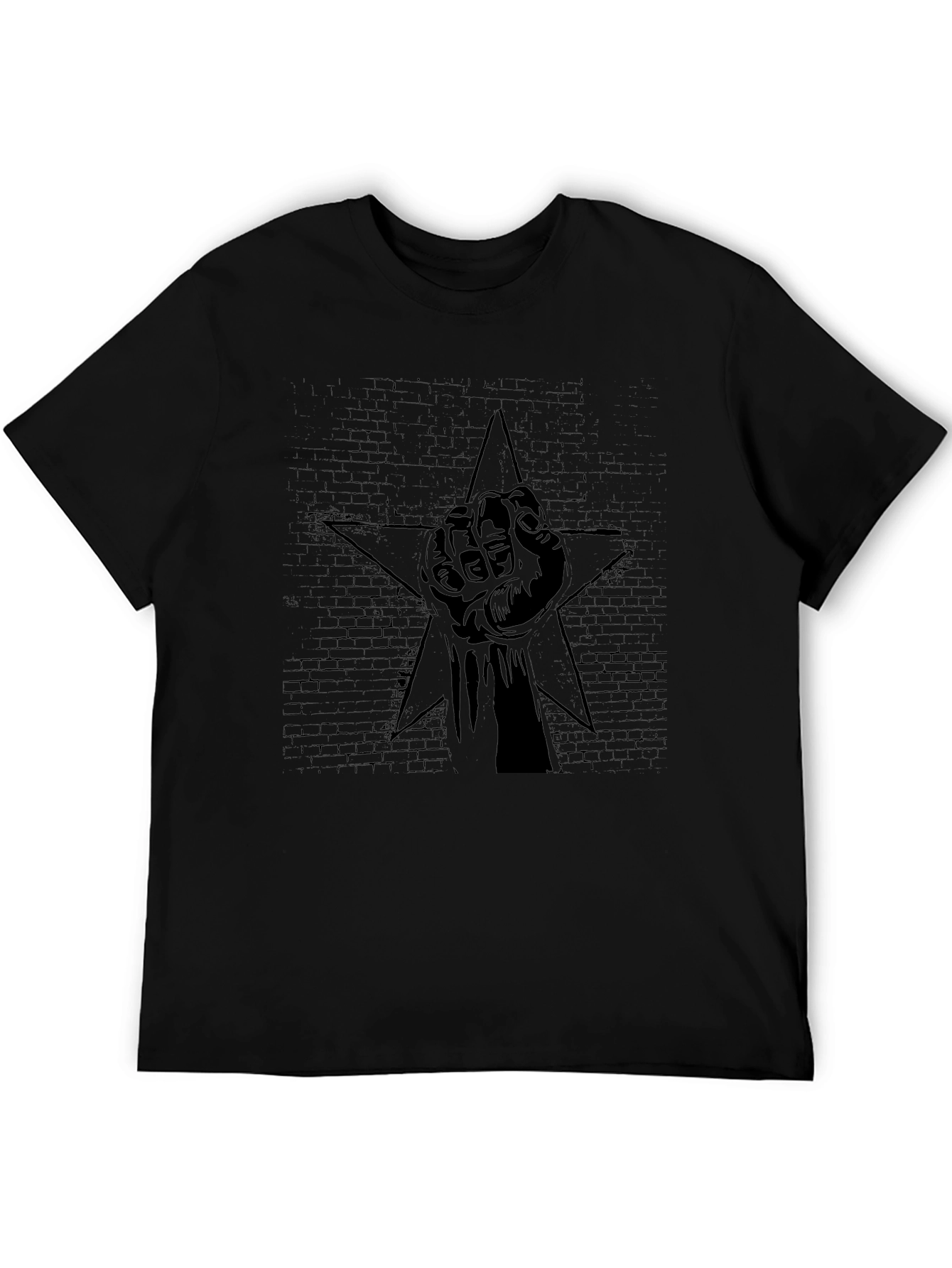 Black Graphic Tee - Raised Fist Star Design
