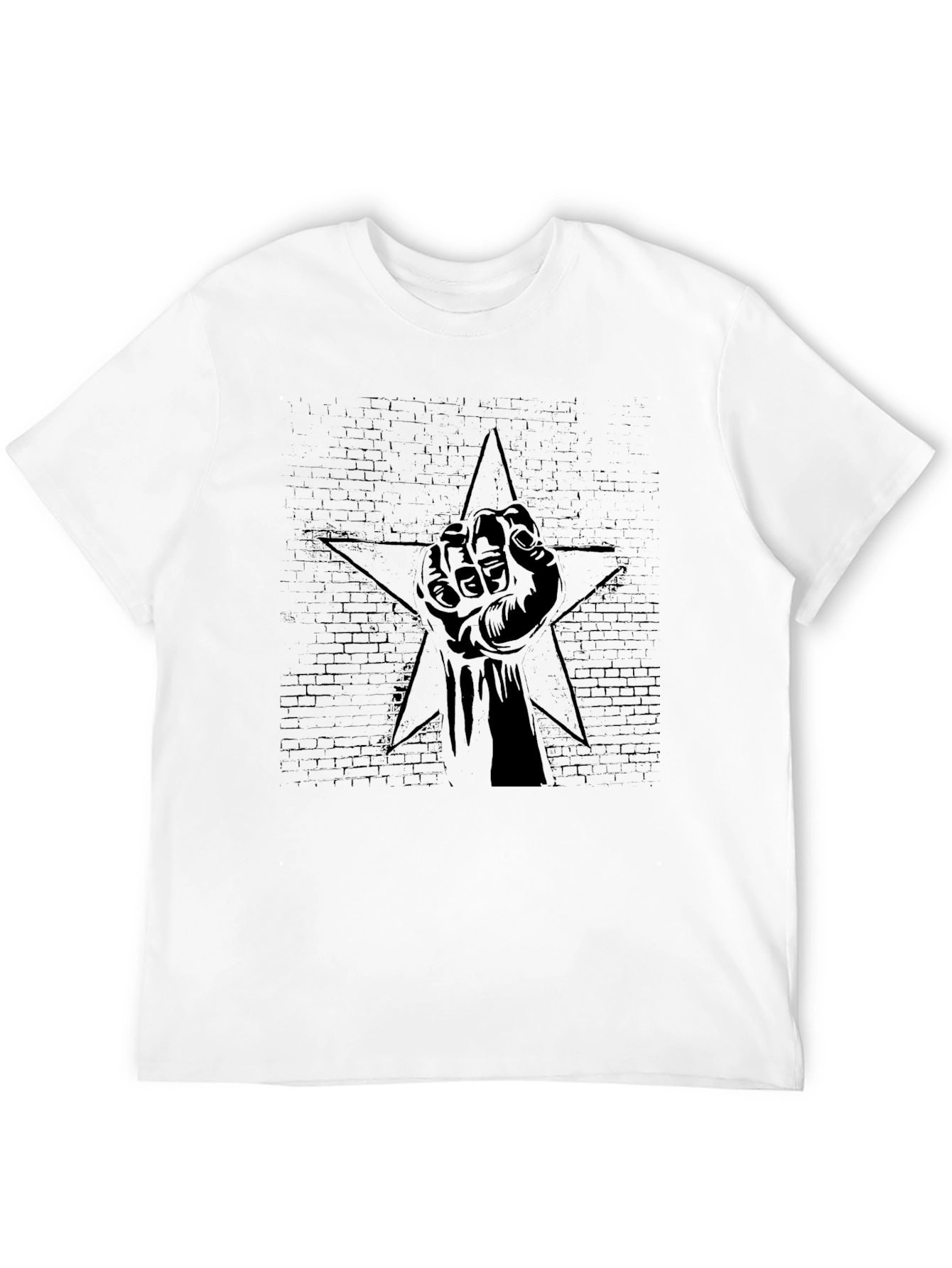 Black Graphic Tee - Raised Fist Star Design