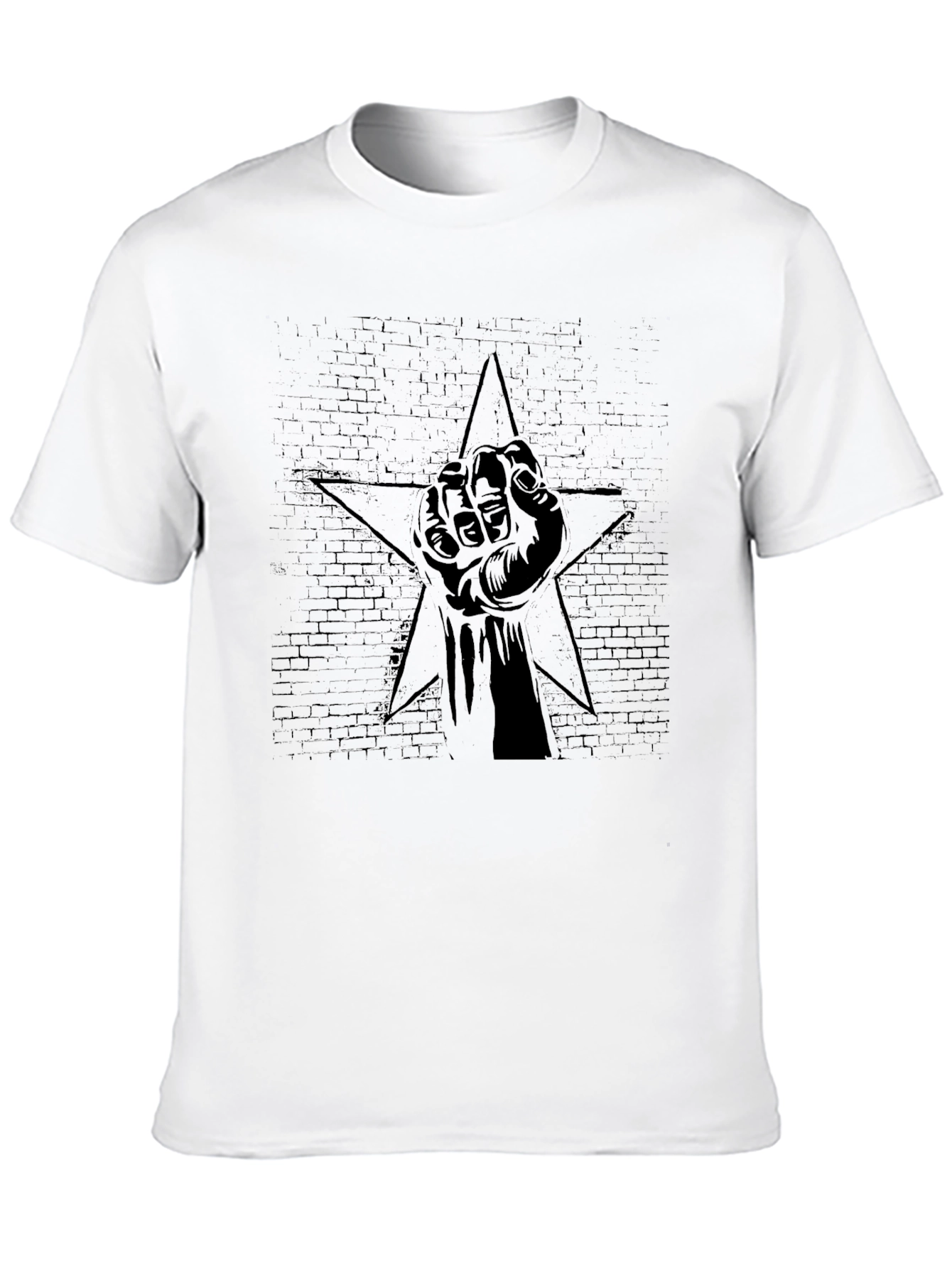 Black Graphic Tee - Raised Fist Star Design