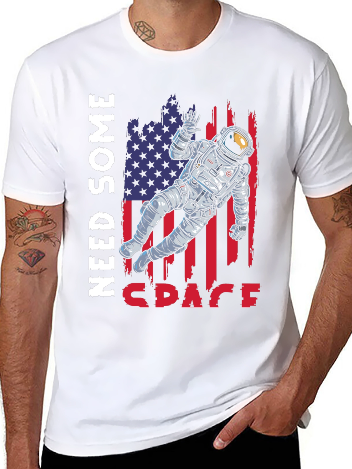 Astronaut USA Flag Graphic T-Shirt