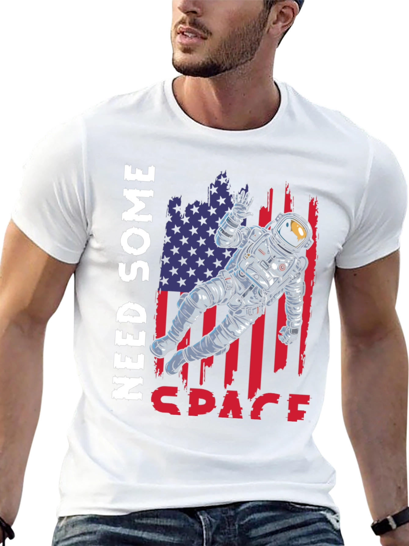 Astronaut USA Flag Graphic T-Shirt