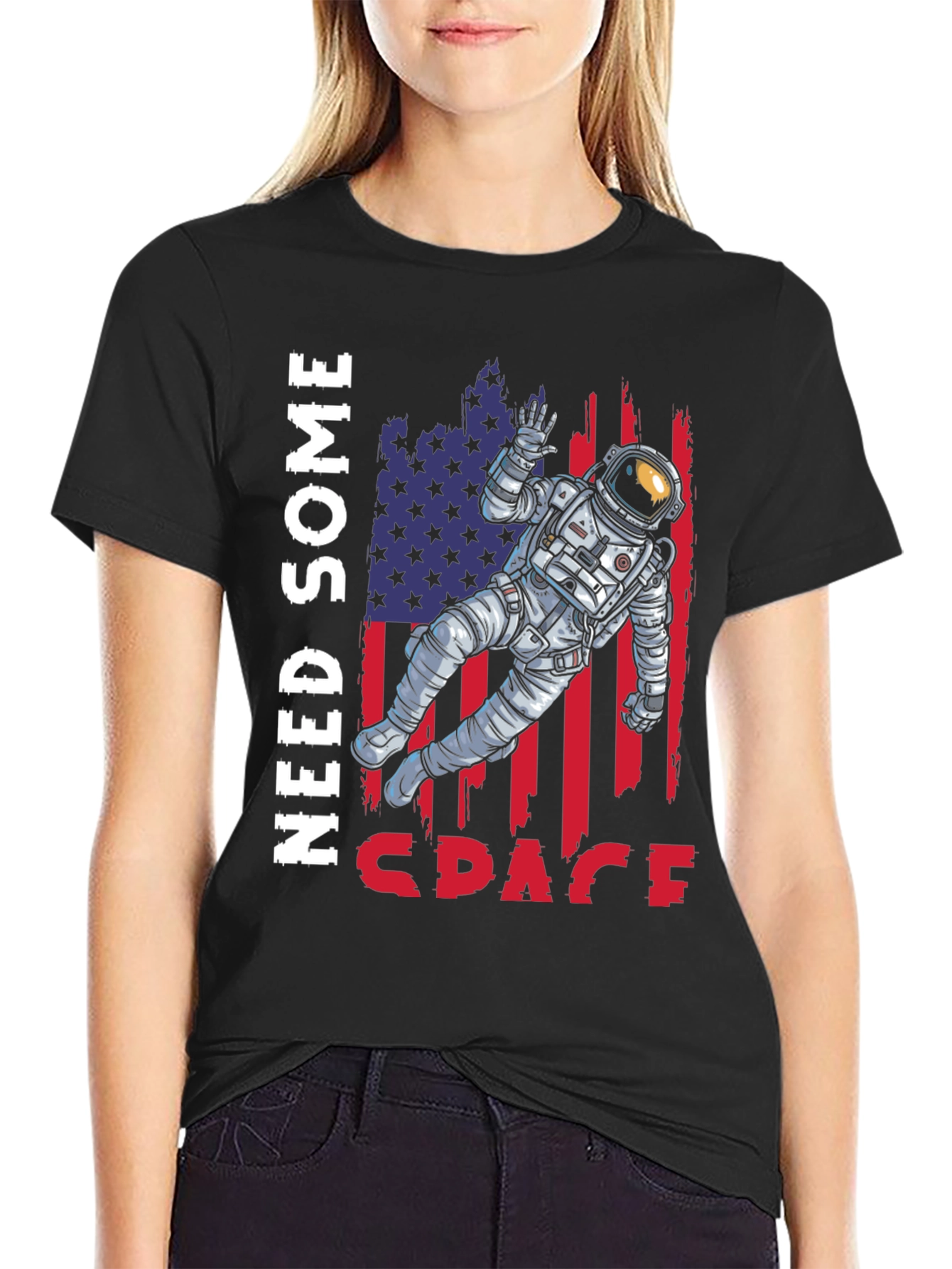 Astronaut USA Flag Graphic T-Shirt