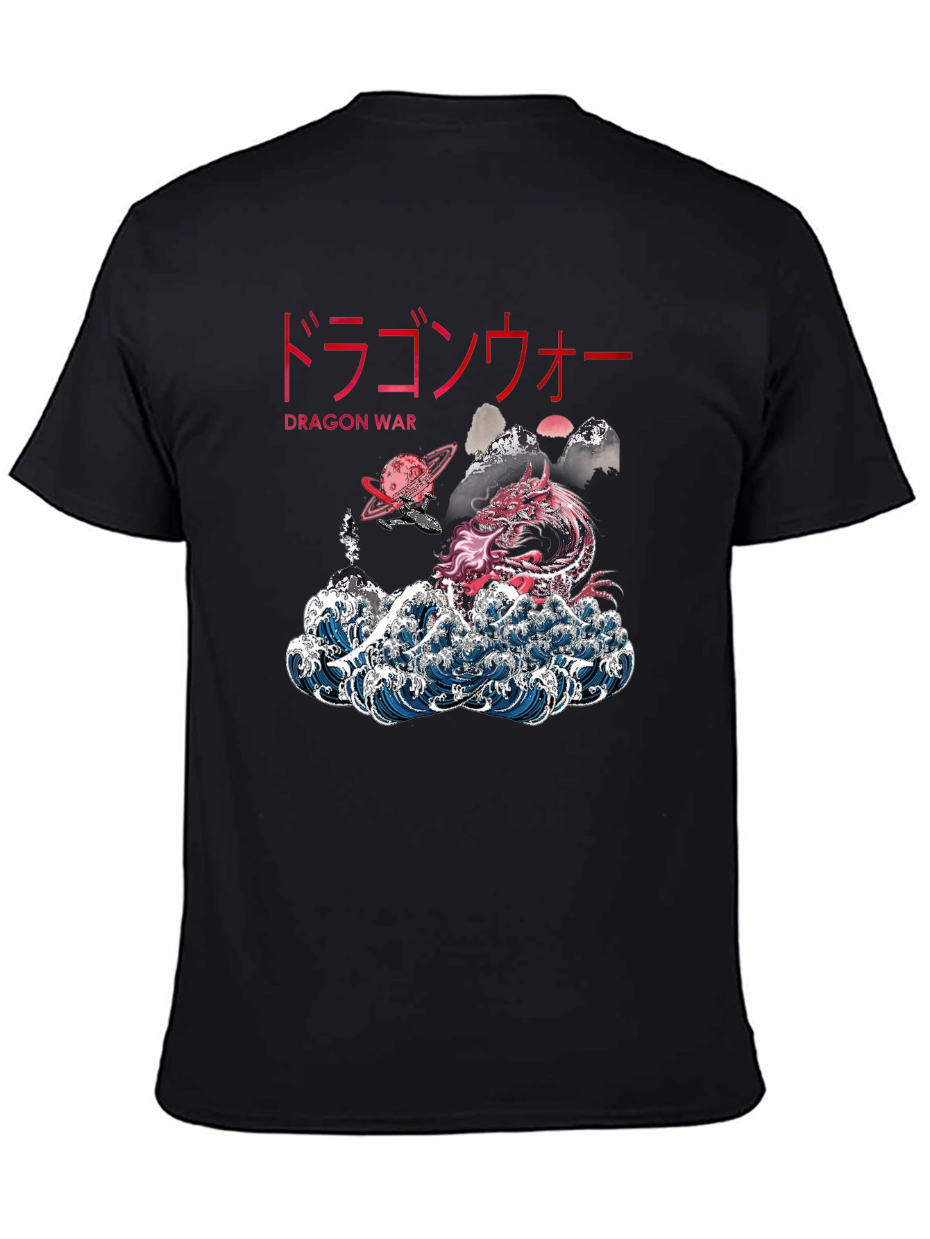 Dragon War Graphic Tee - Japanese Style Wave Design