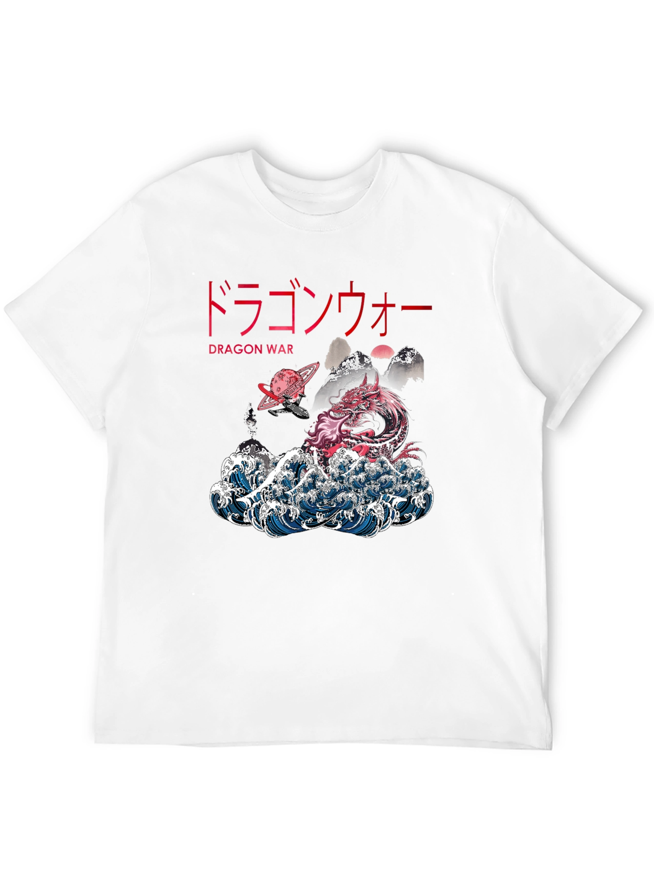 Dragon War Graphic Tee - Japanese Style Wave Design