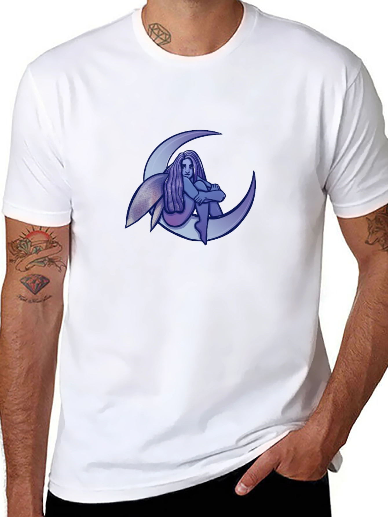 Whimsical Moon Fairy Graphic T-Shirt