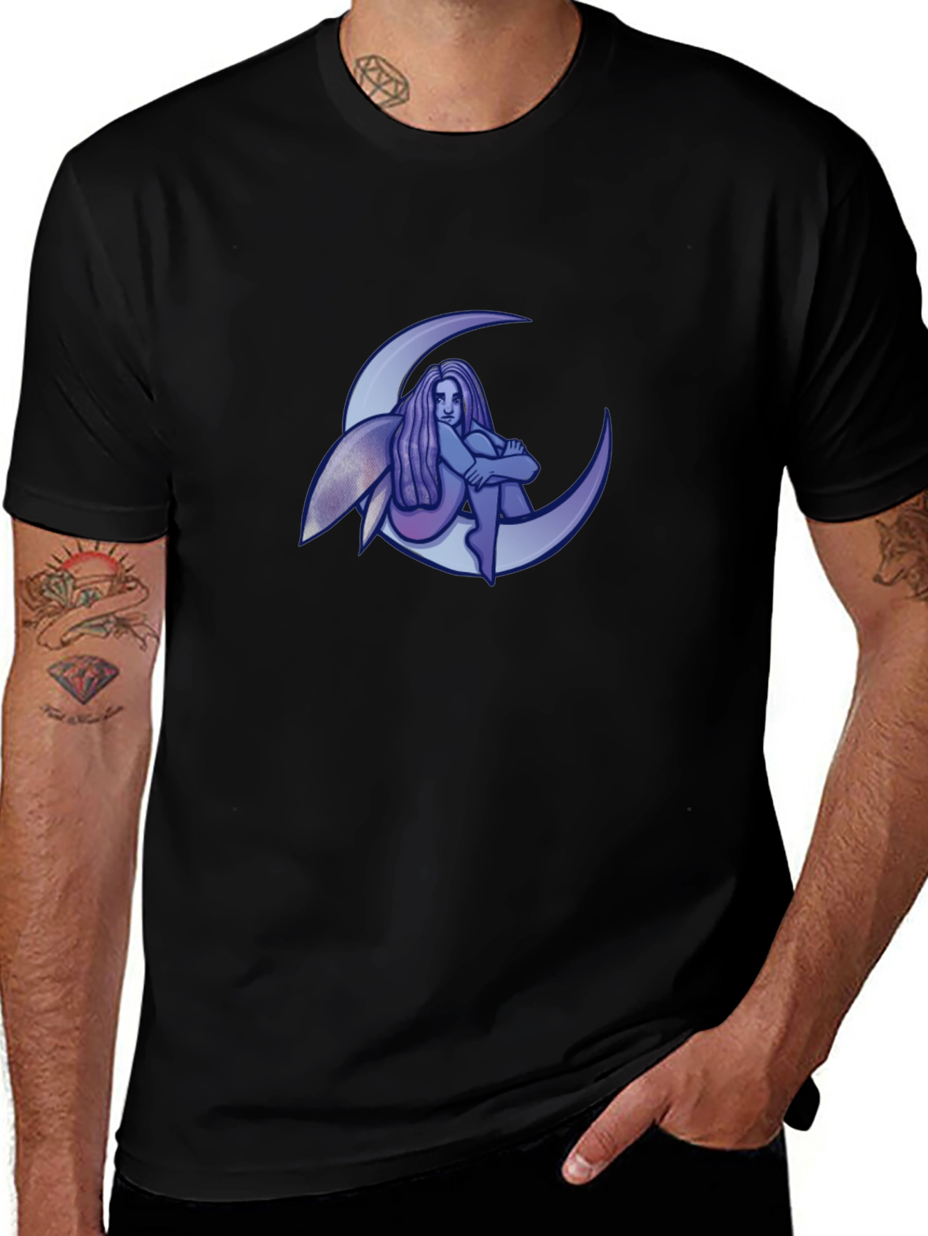 Whimsical Moon Fairy Graphic T-Shirt