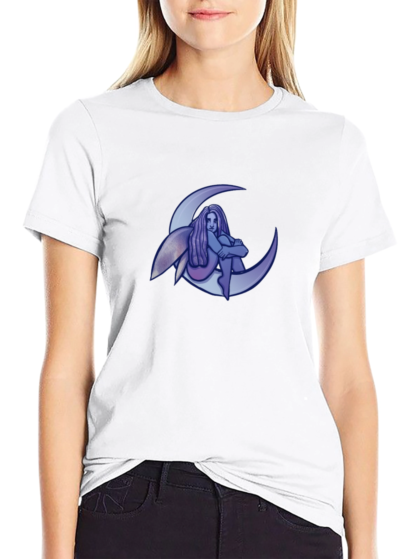 Whimsical Moon Fairy Graphic T-Shirt