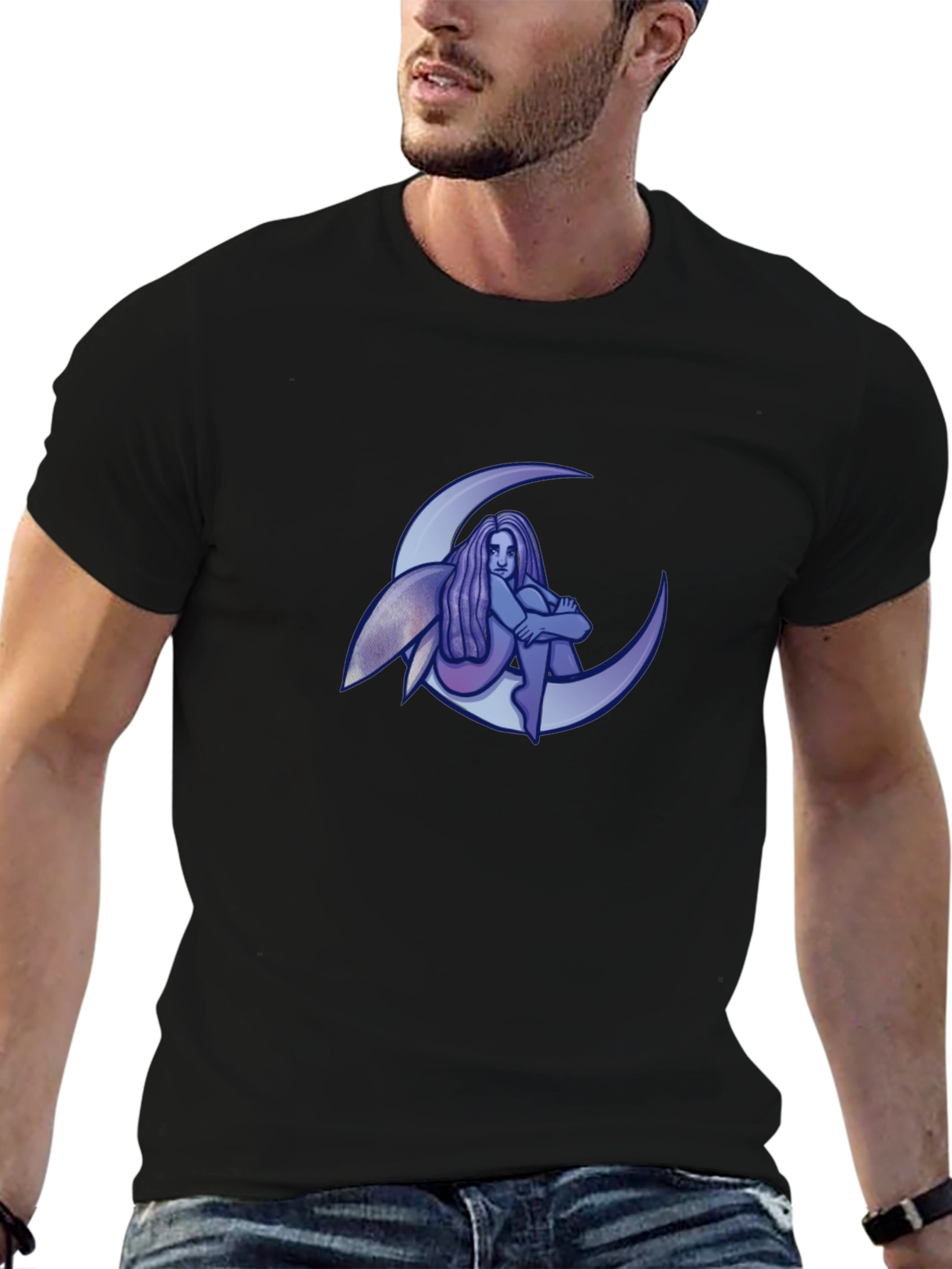 Whimsical Moon Fairy Graphic T-Shirt