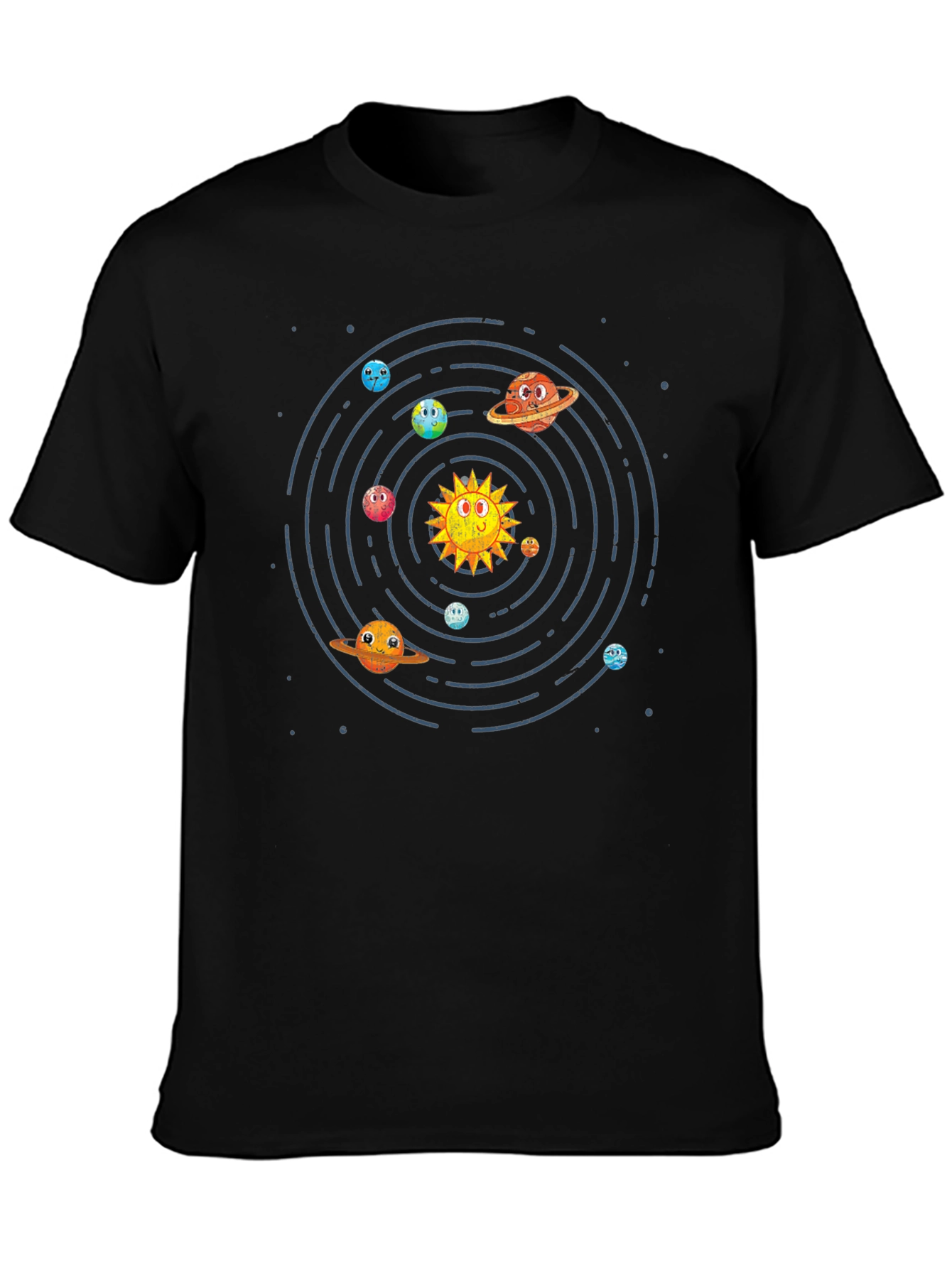 Cartoon Planets Graphic Print T-Shirt