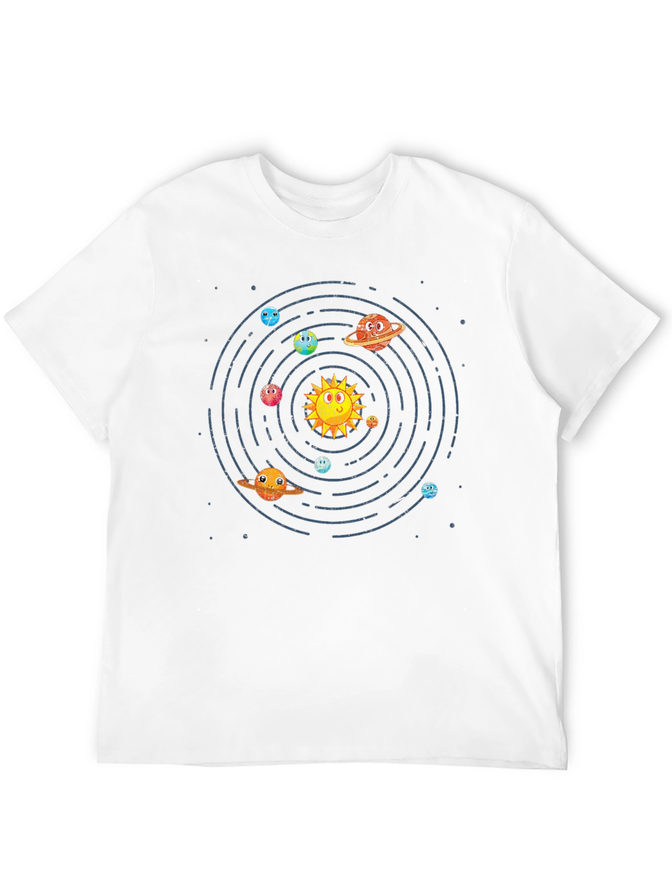 Cartoon Planets Graphic Print T-Shirt