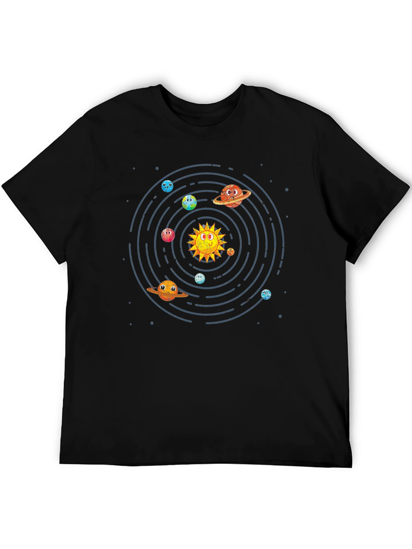 Cartoon Planets Graphic Print T-Shirt