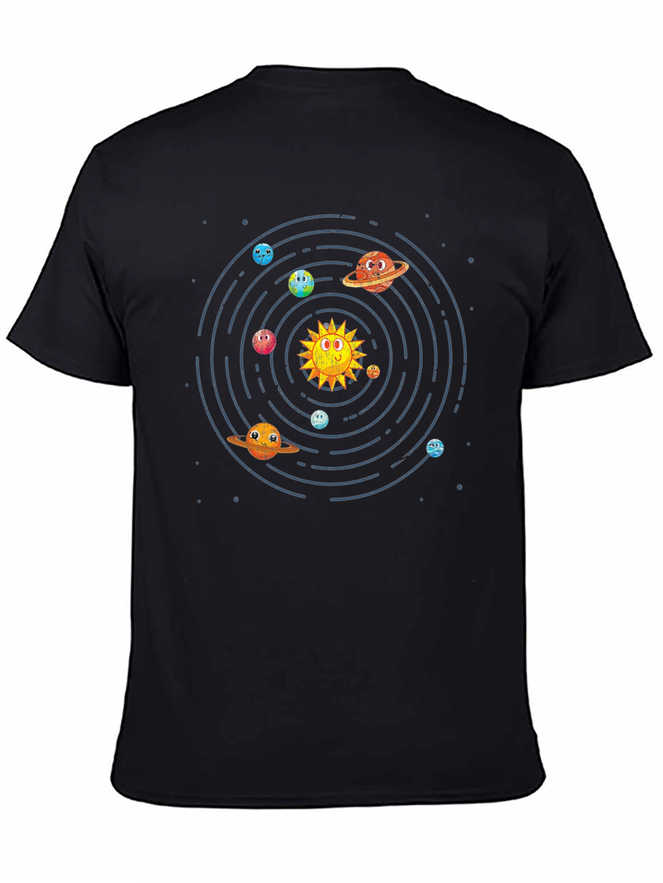 Cartoon Planets Graphic Print T-Shirt