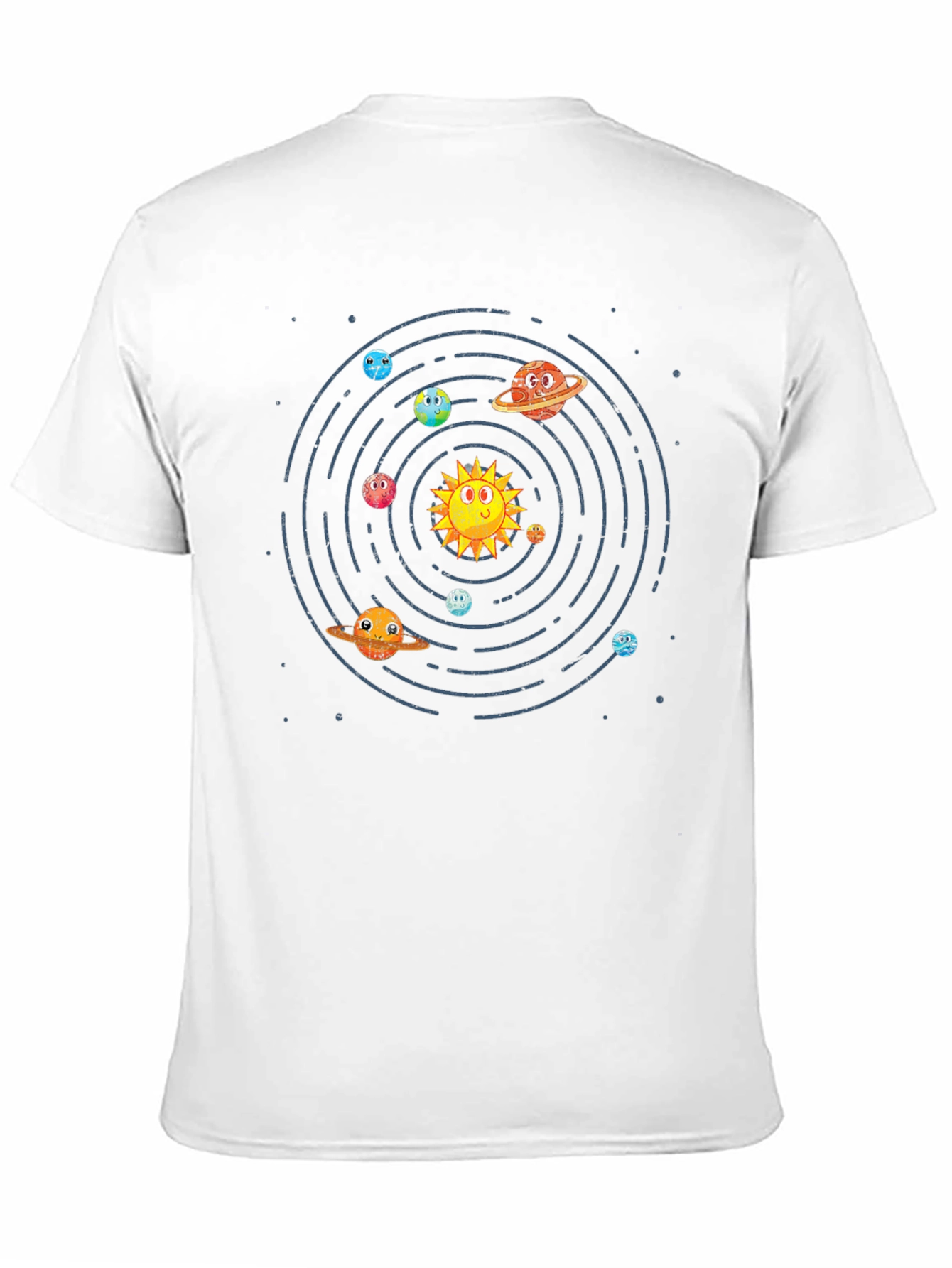 Cartoon Planets Graphic Print T-Shirt
