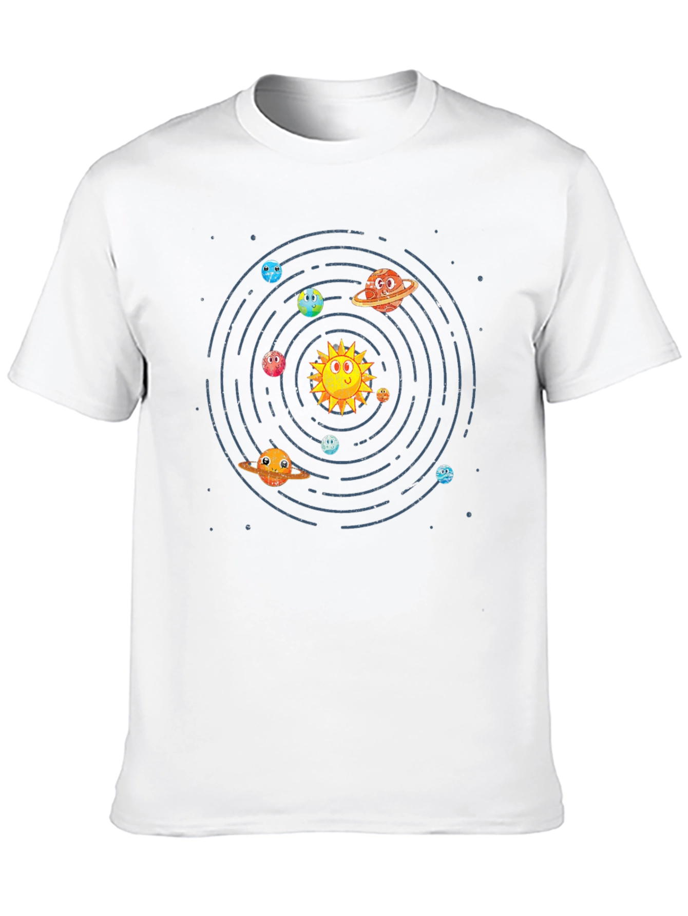 Cartoon Planets Graphic Print T-Shirt