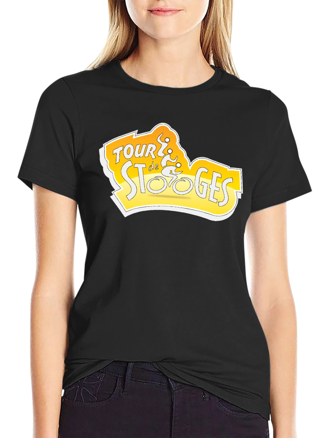 Tour de Stooges Black Cotton T-Shirt