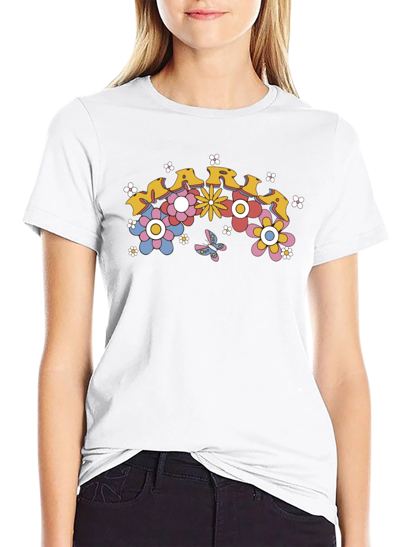 Retro Floral MARI Black Graphic Tee