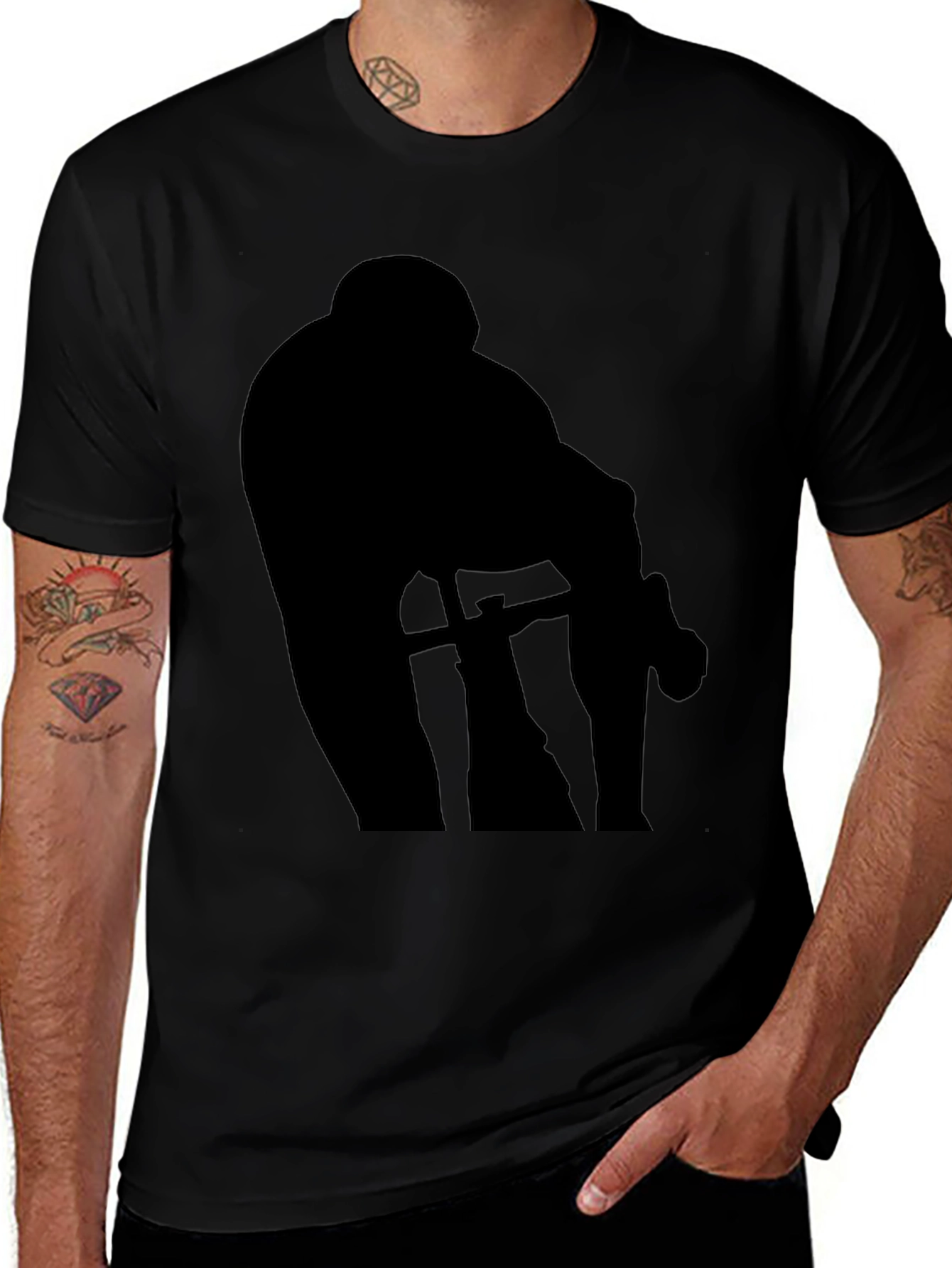 Silhouette Cyclist Black T-Shirt