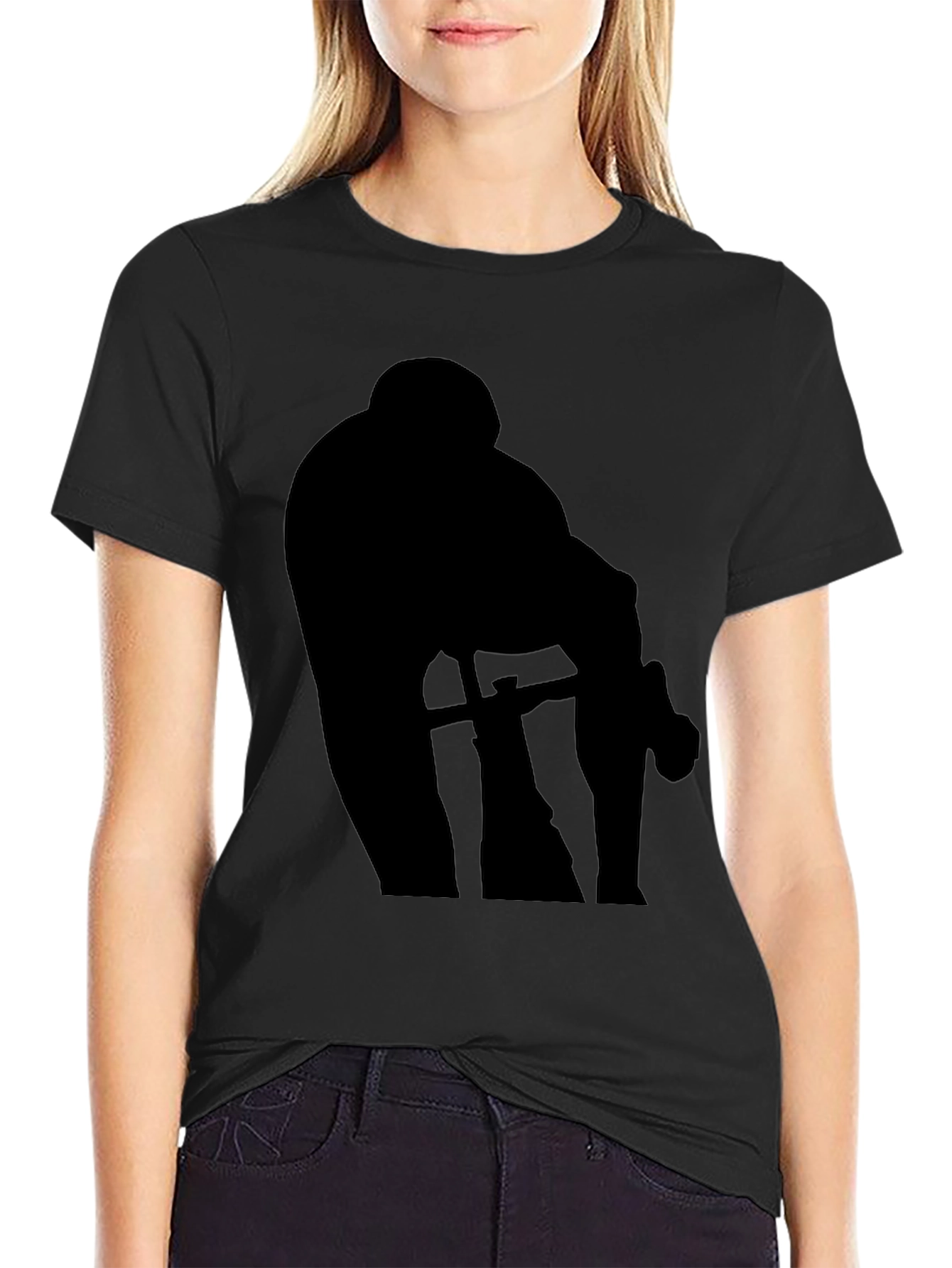 Silhouette Cyclist Black T-Shirt