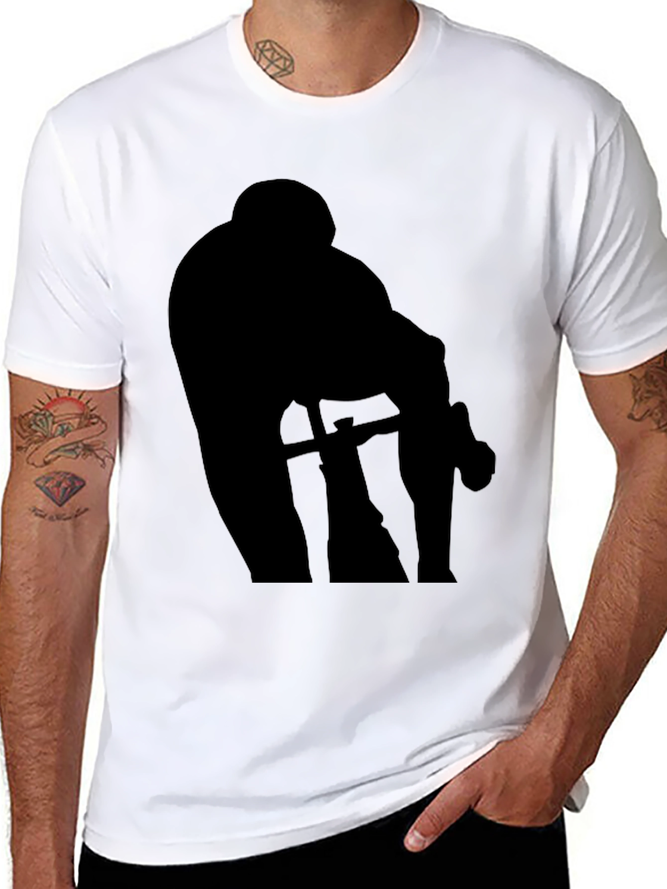 Silhouette Cyclist Black T-Shirt