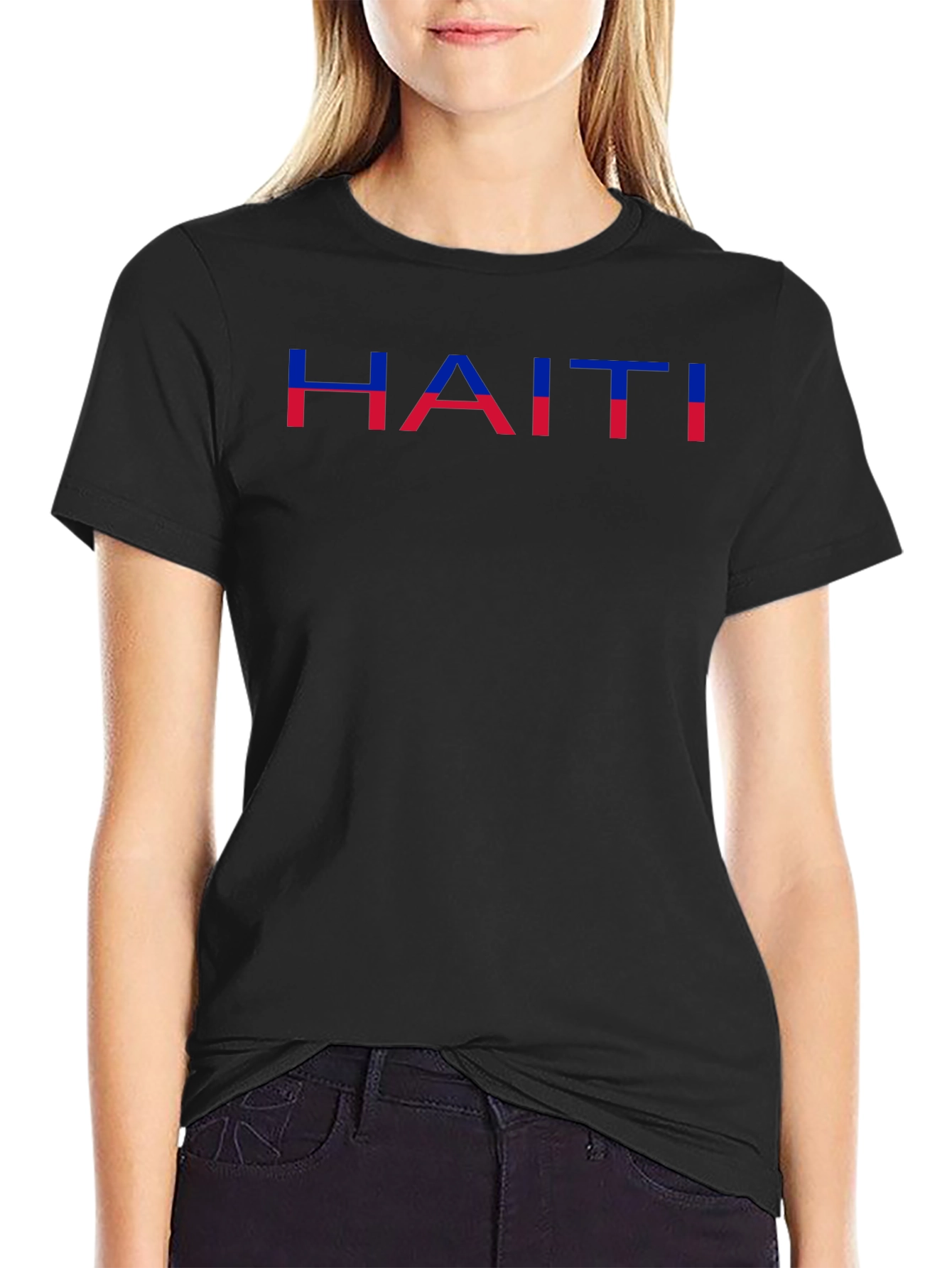 Haiti Flag T-Shirt - Mens Black Graphic Tee