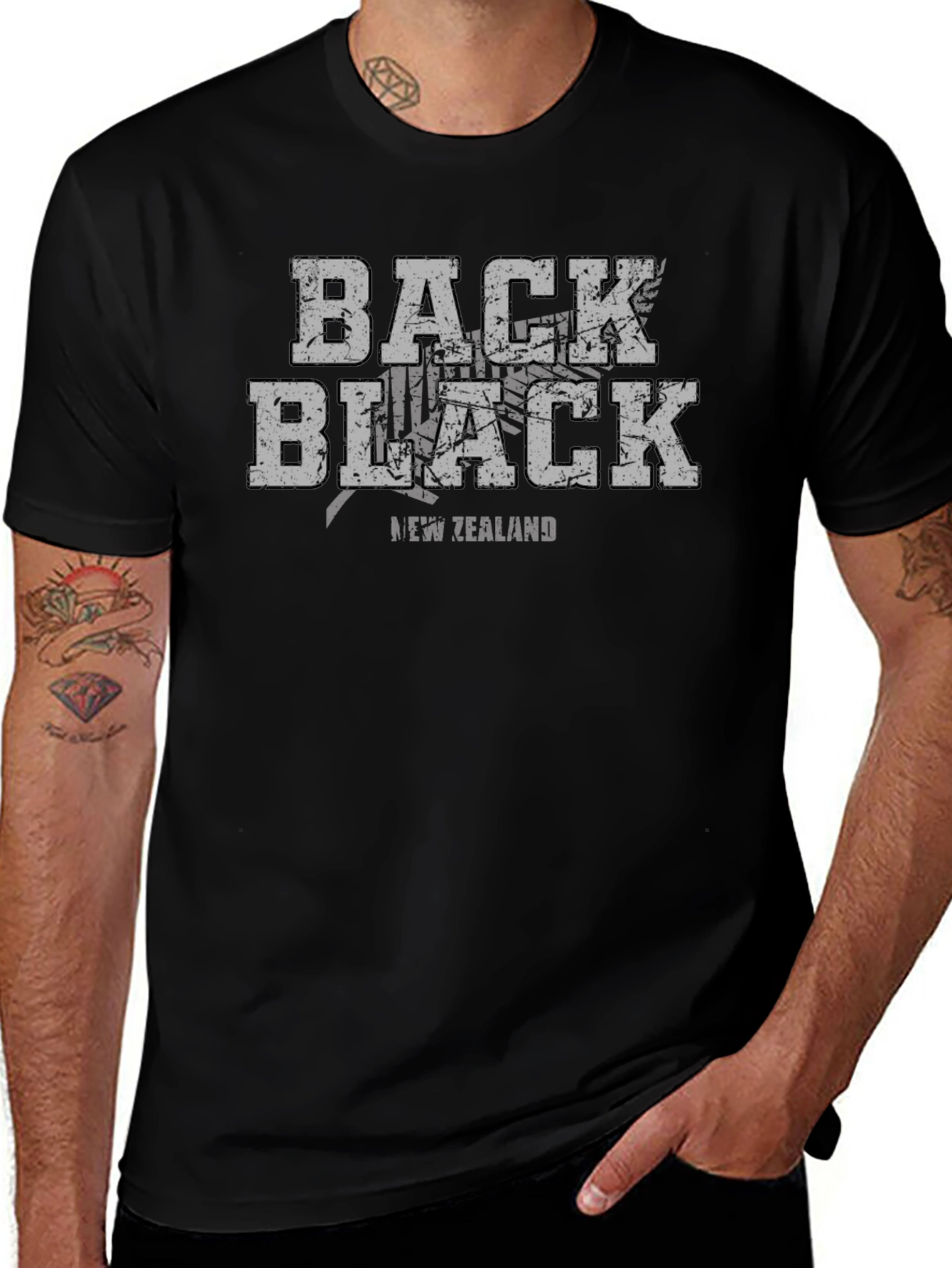 Back Black New Zealand Graphic Tee