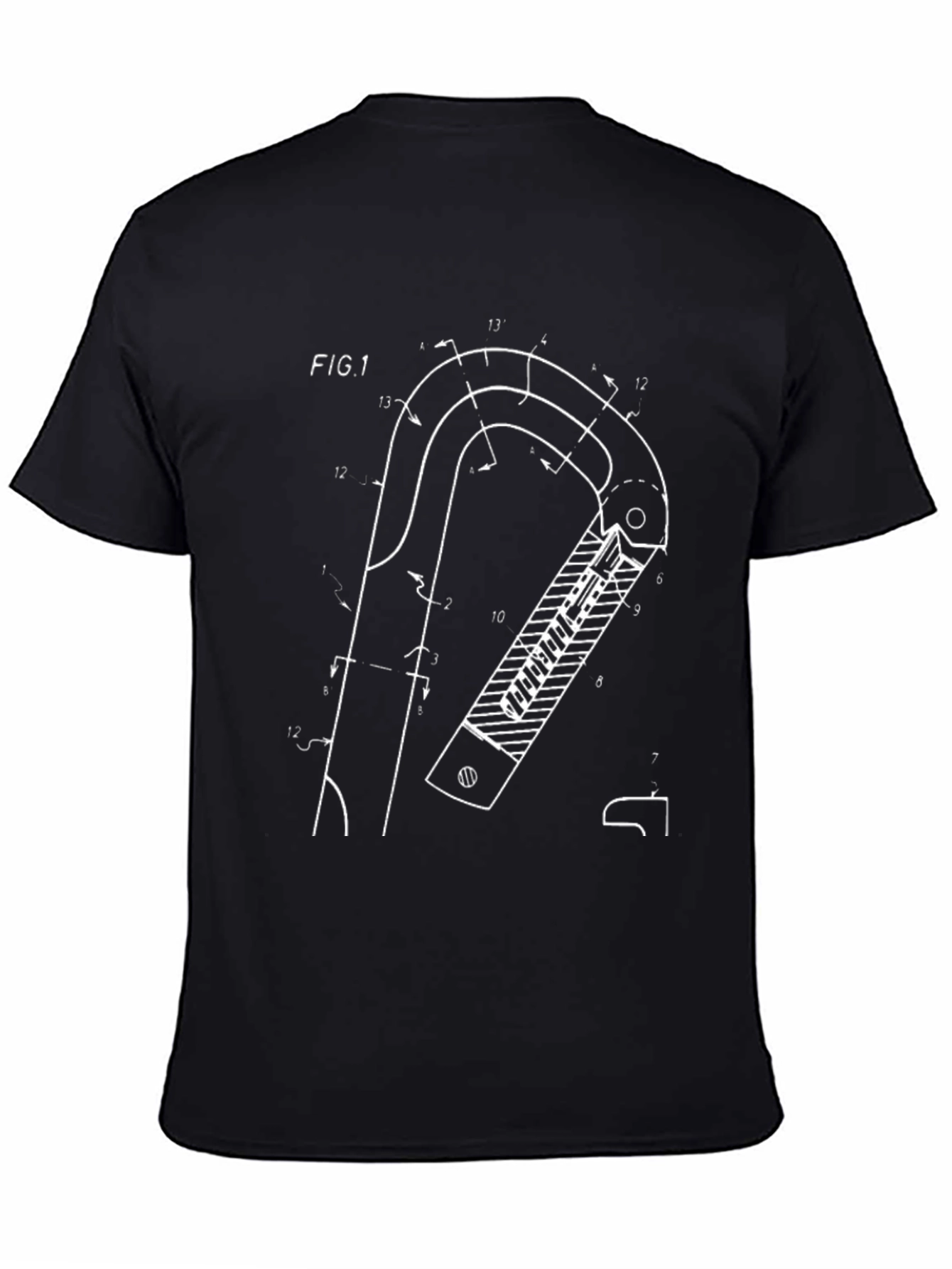 Climbing Carabiner Patent Black T-Shirt