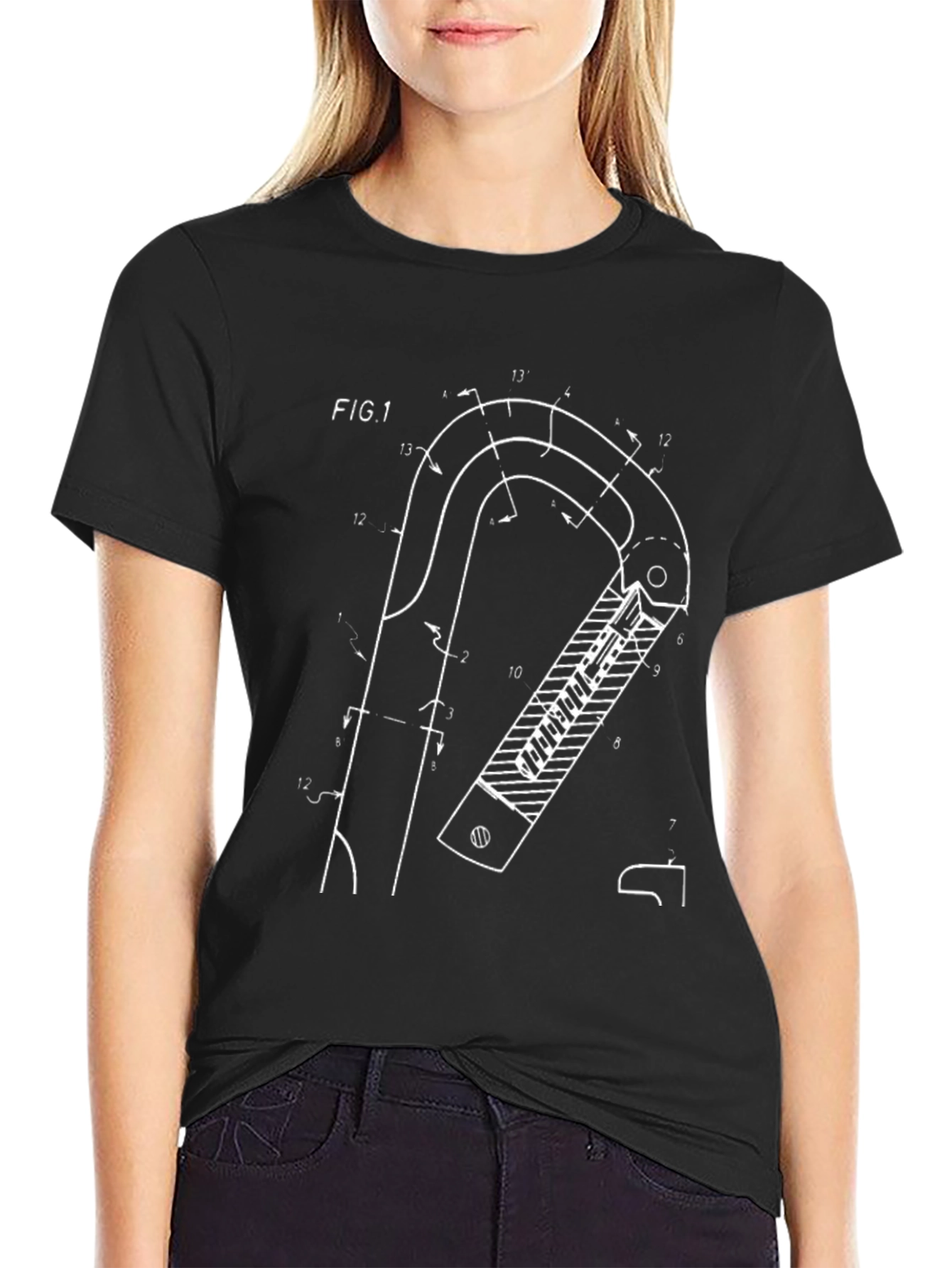 Climbing Carabiner Patent Black T-Shirt