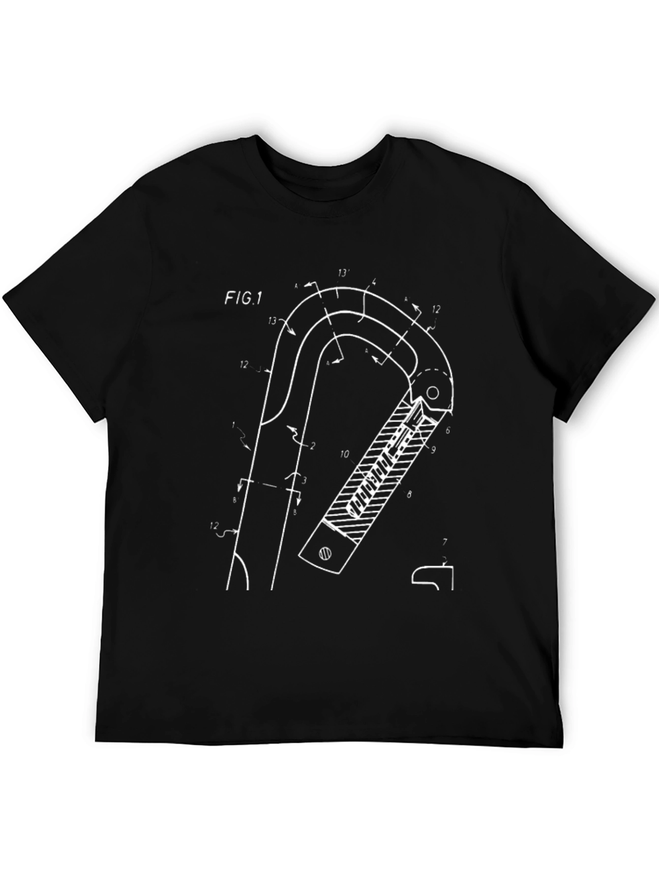 Climbing Carabiner Patent Black T-Shirt