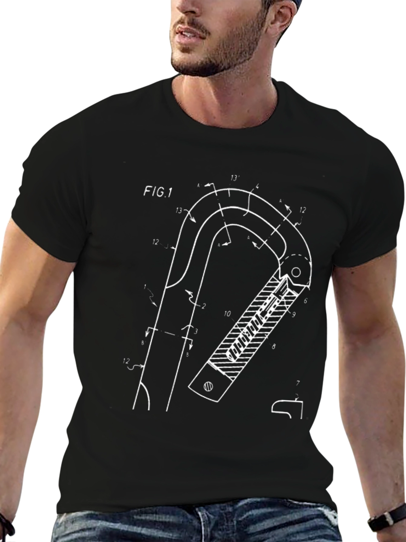 Climbing Carabiner Patent Black T-Shirt