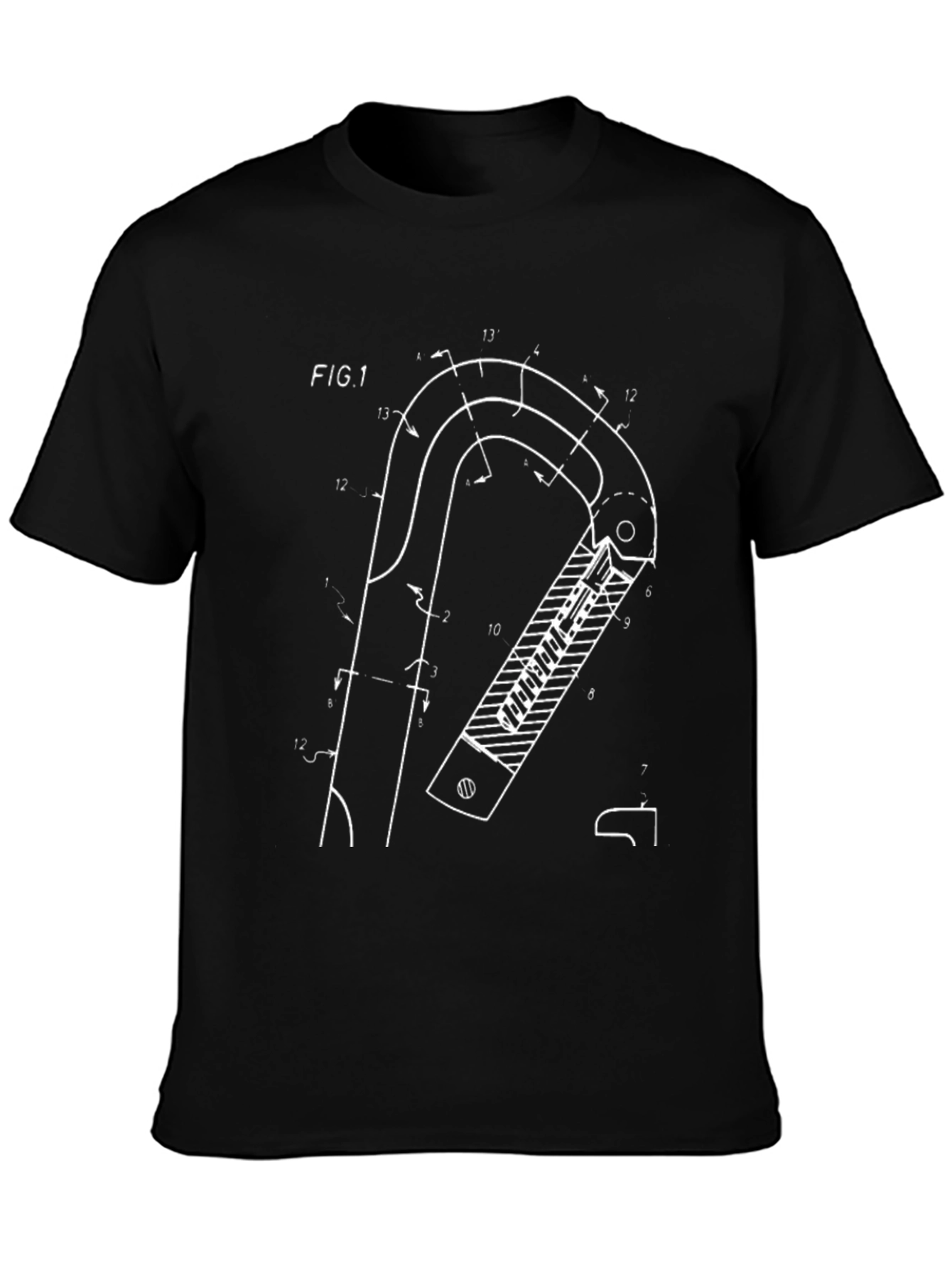 Climbing Carabiner Patent Black T-Shirt
