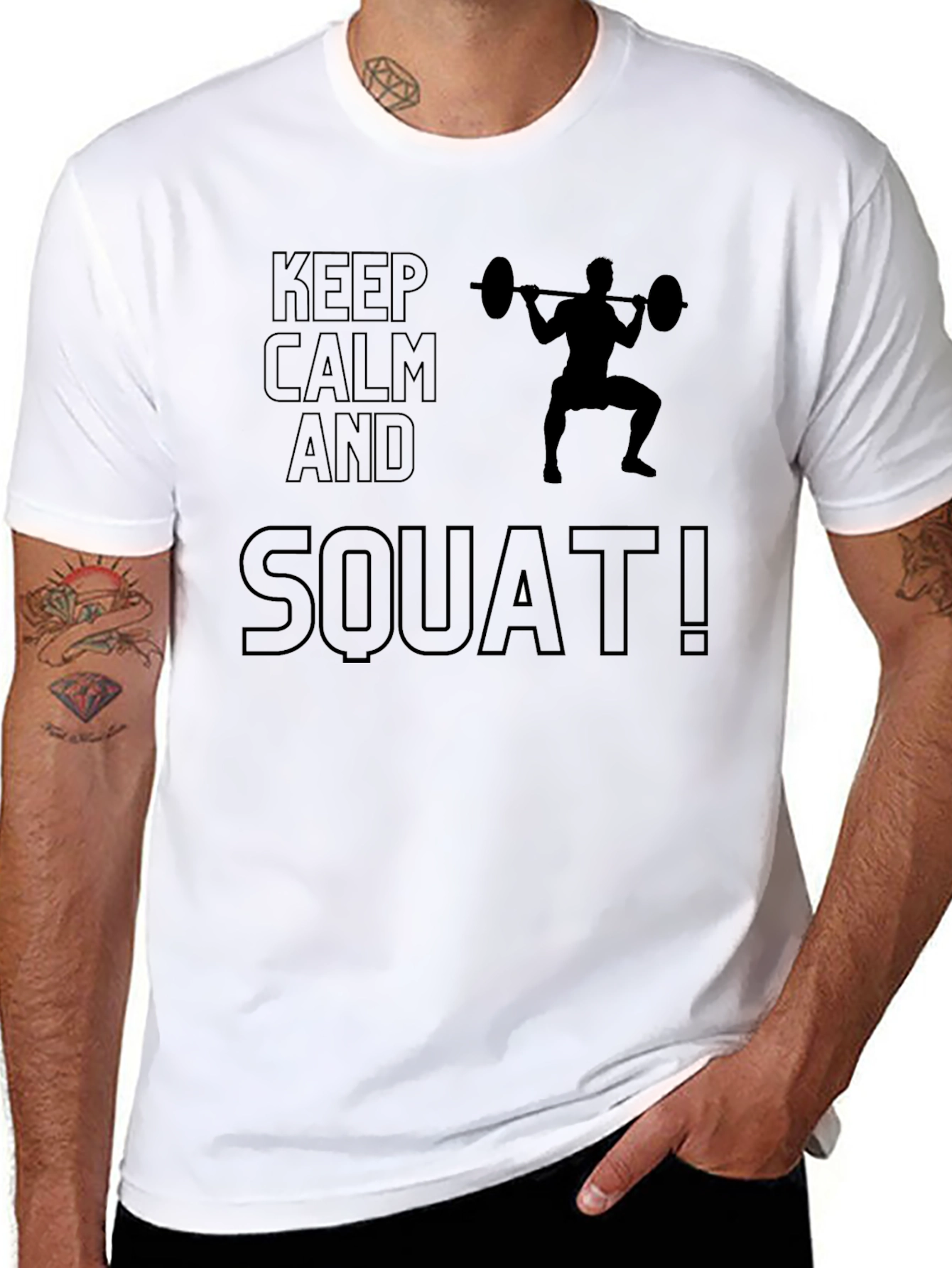 Keep Calm and Squat Mens Black T-Shirt