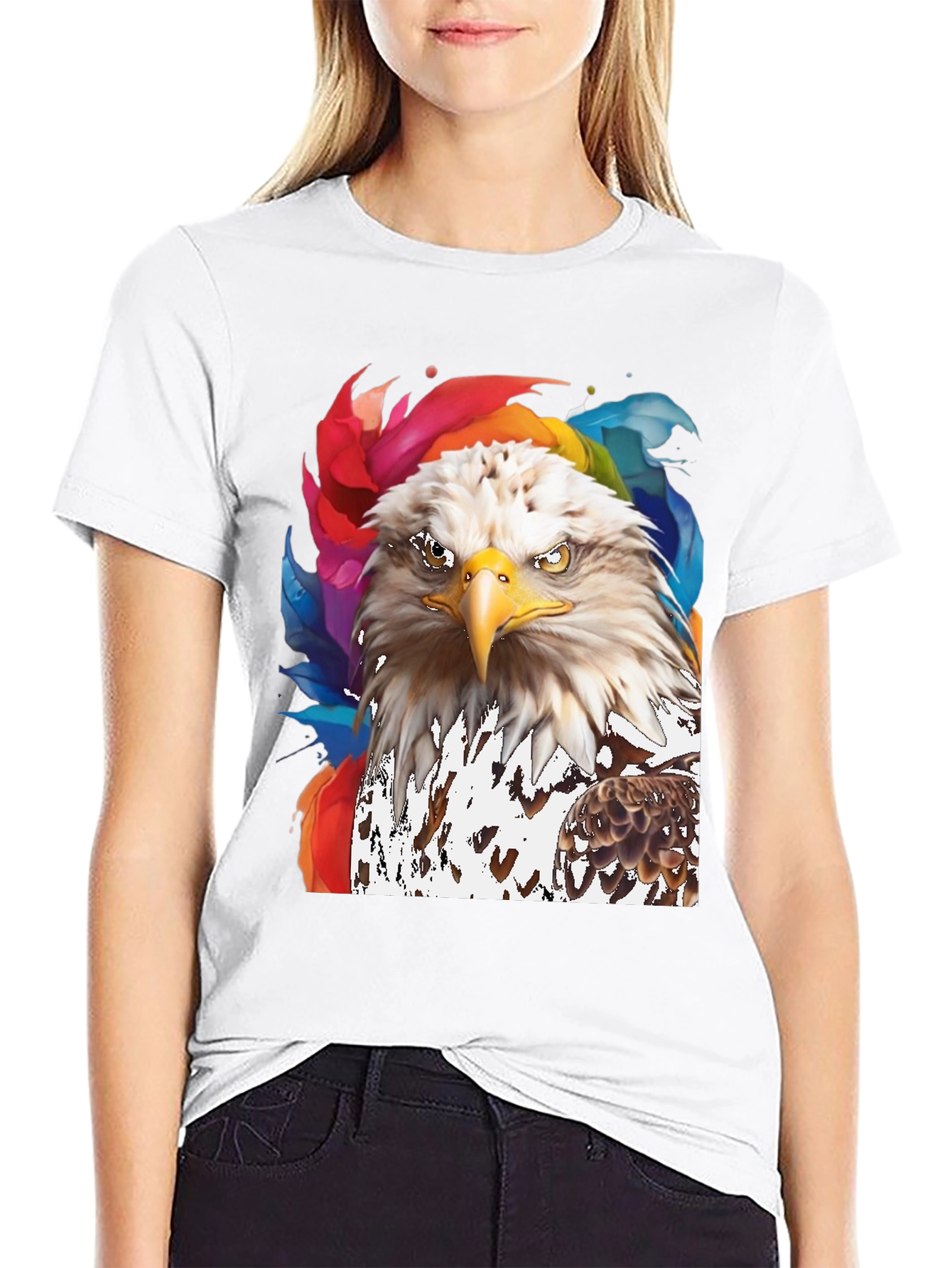 Bald Eagle Graphic Print Mens Black T-Shirt
