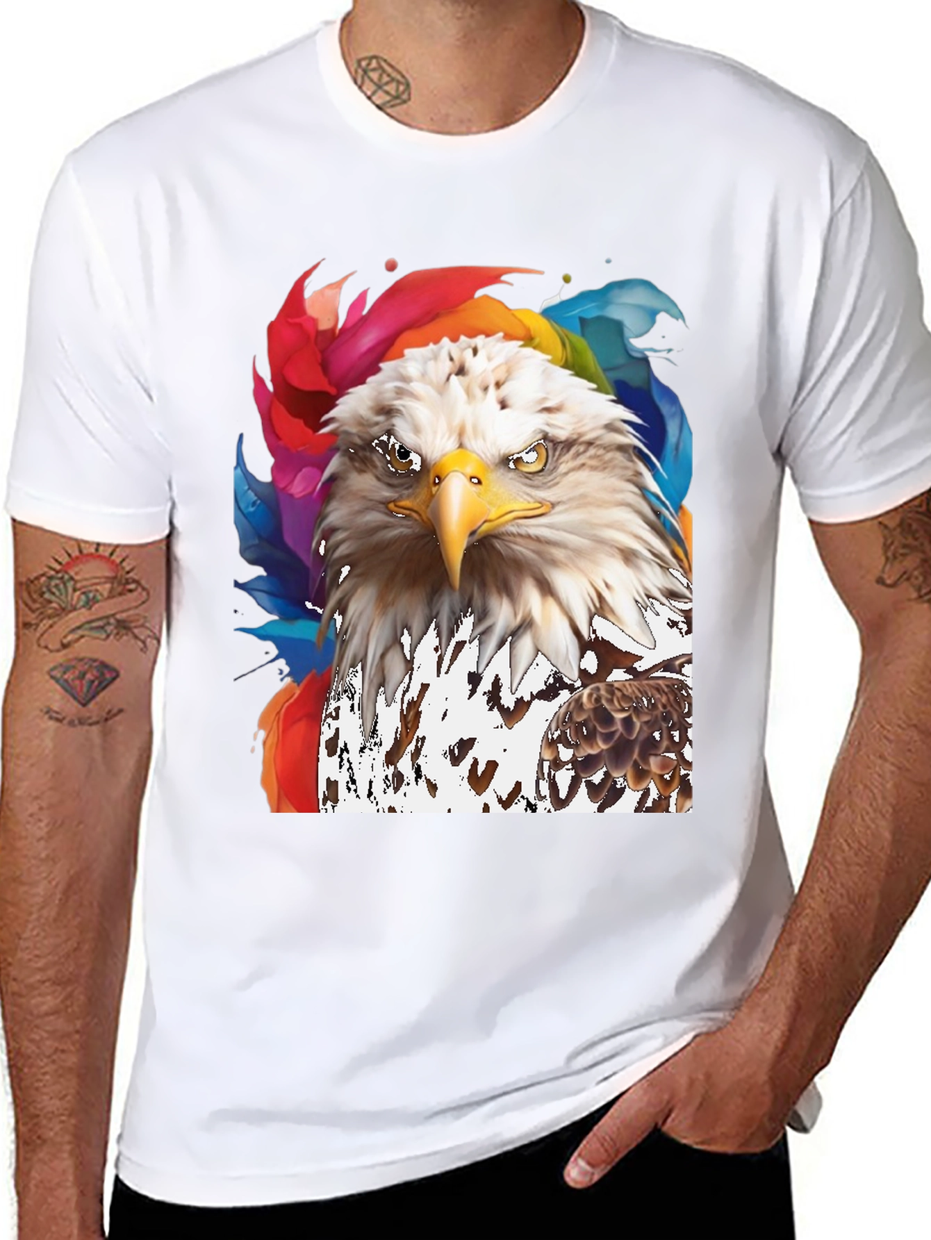 Bald Eagle Graphic Print Mens Black T-Shirt