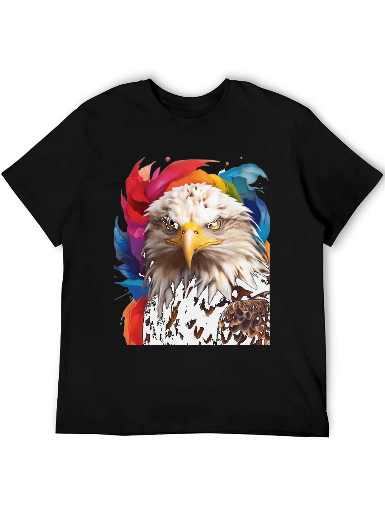 Bald Eagle Graphic Print Mens Black T-Shirt