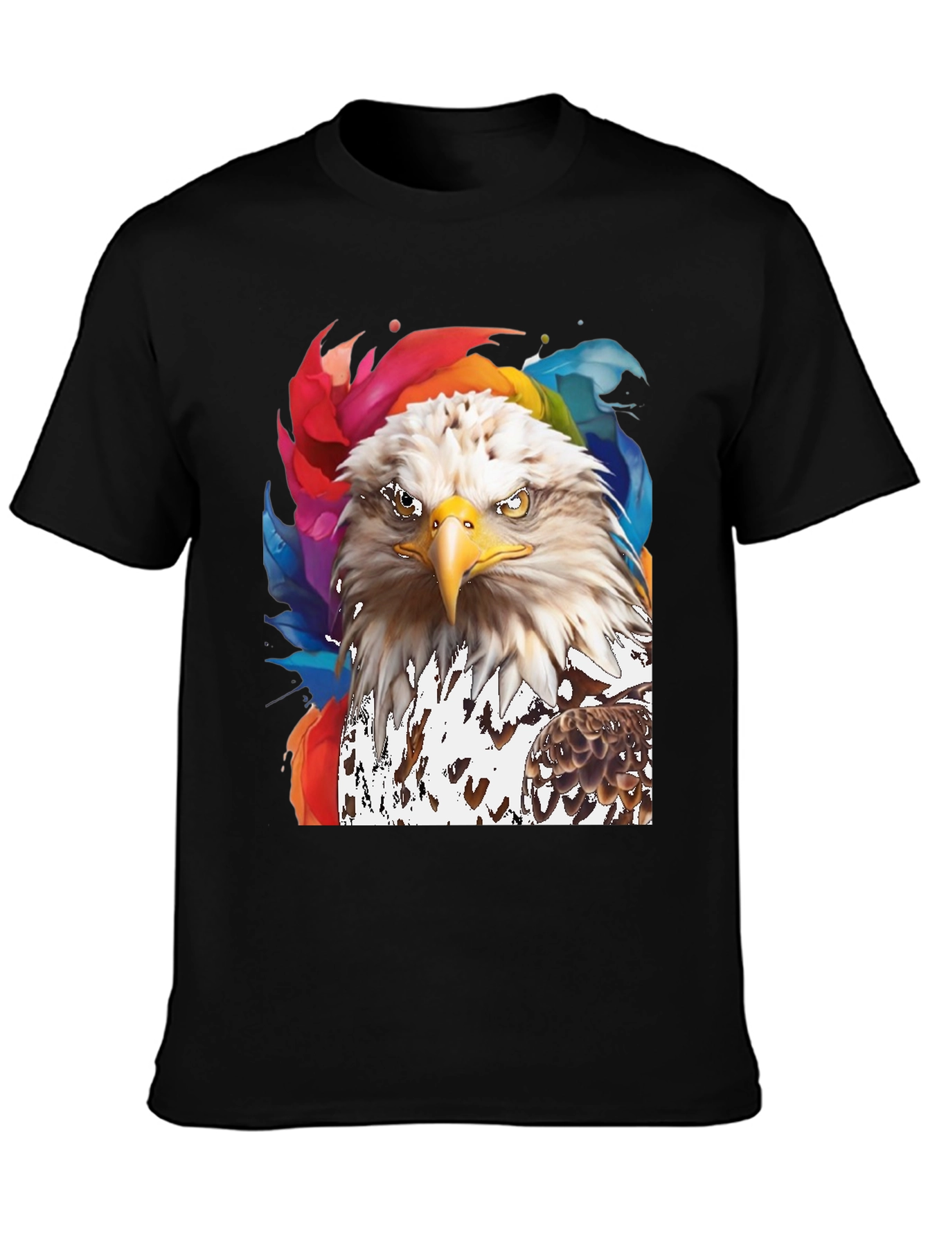 Bald Eagle Graphic Print Mens Black T-Shirt