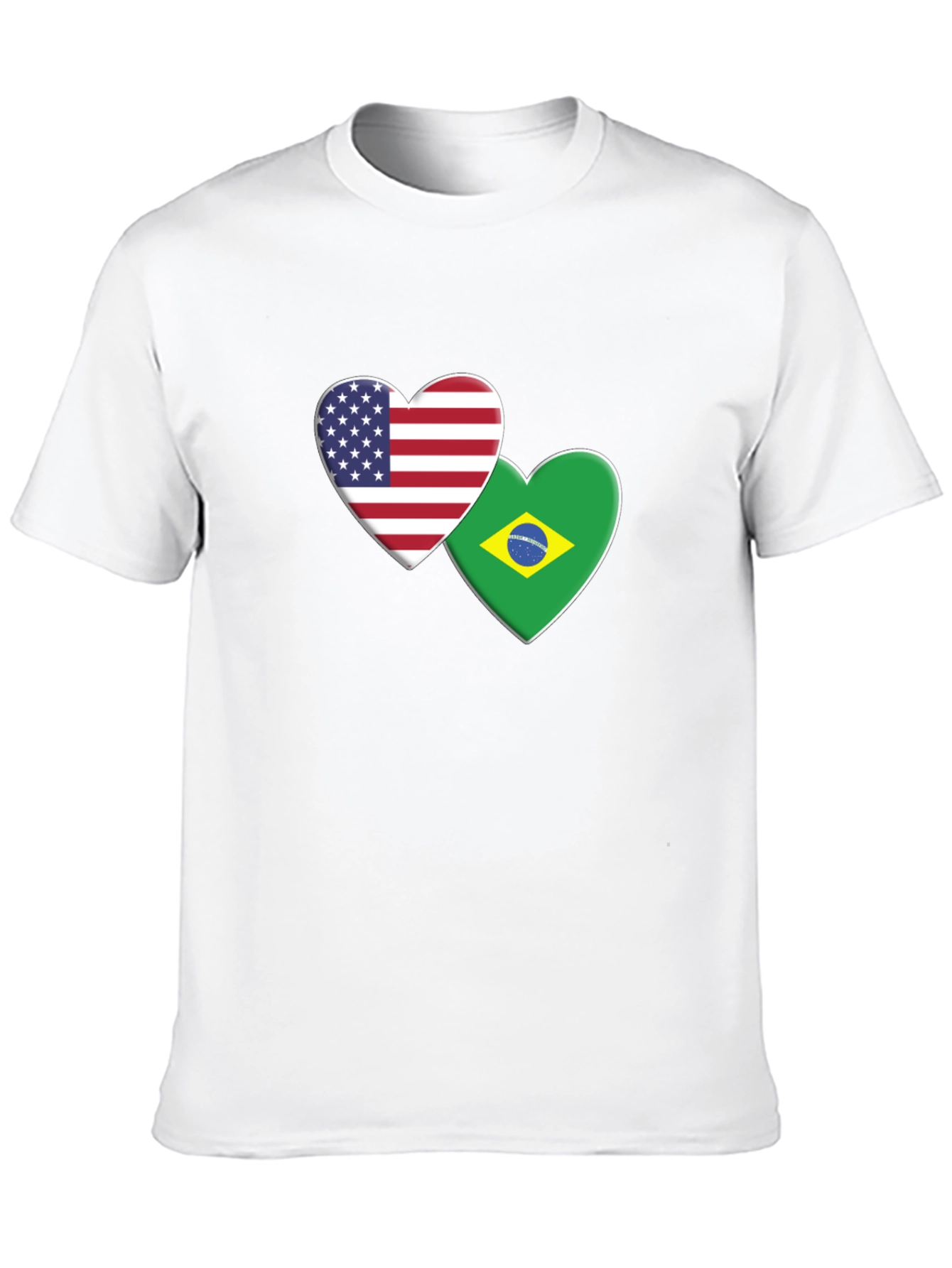 USA & Brazil Hearts T-Shirt - Black Graphic Tee
