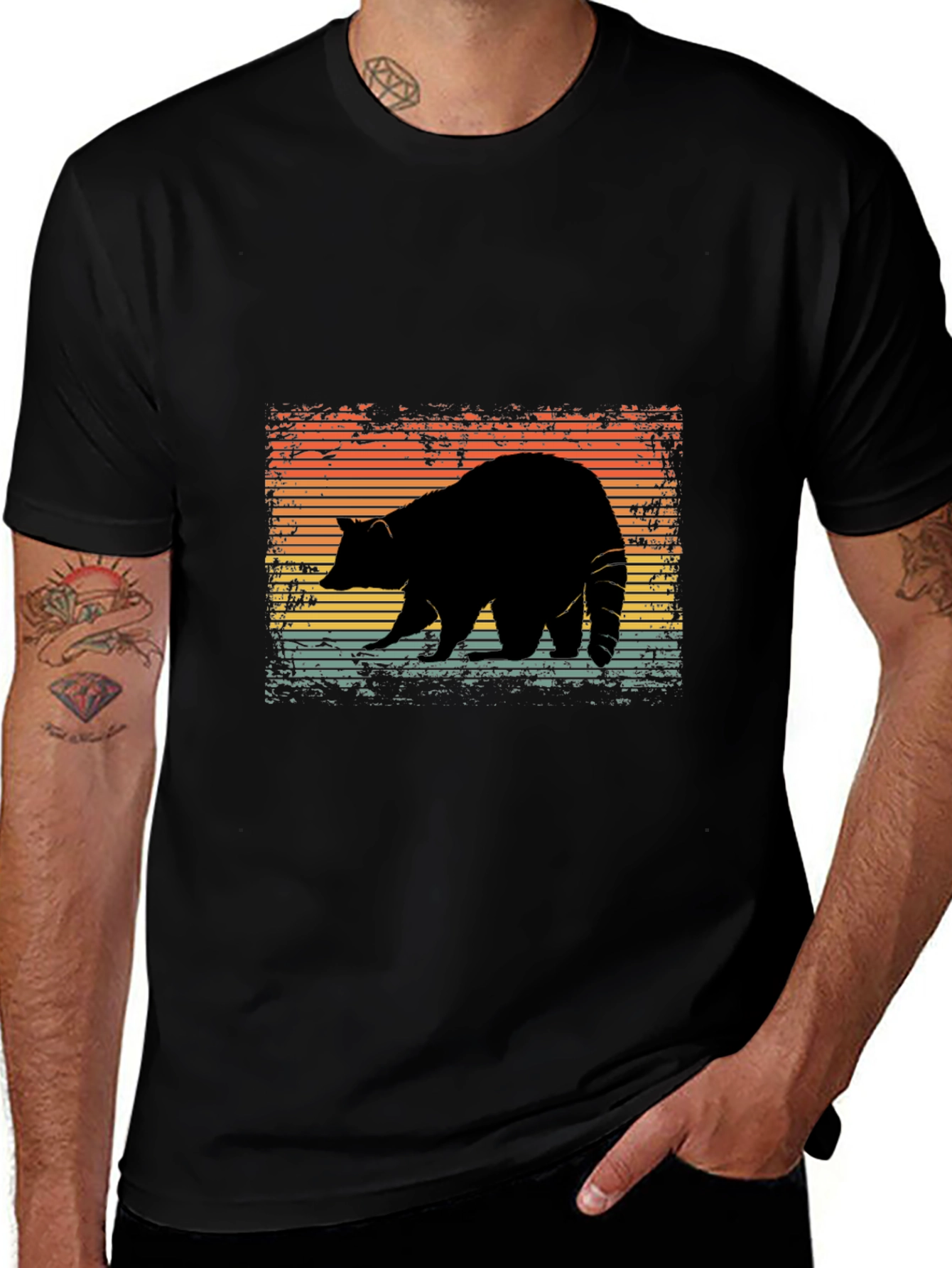 Retro Raccoon Silhouette Graphic Tee