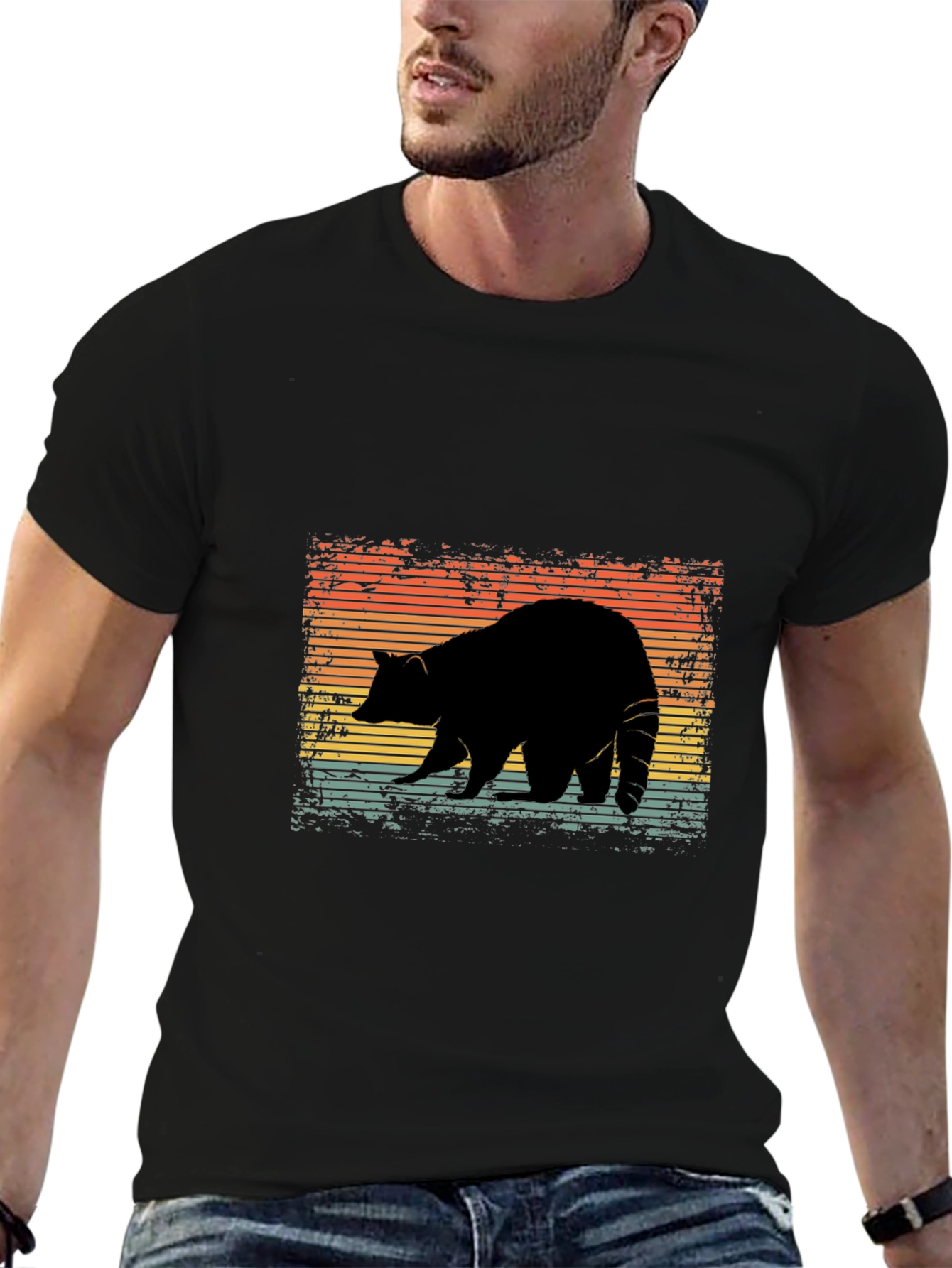 Retro Raccoon Silhouette Graphic Tee
