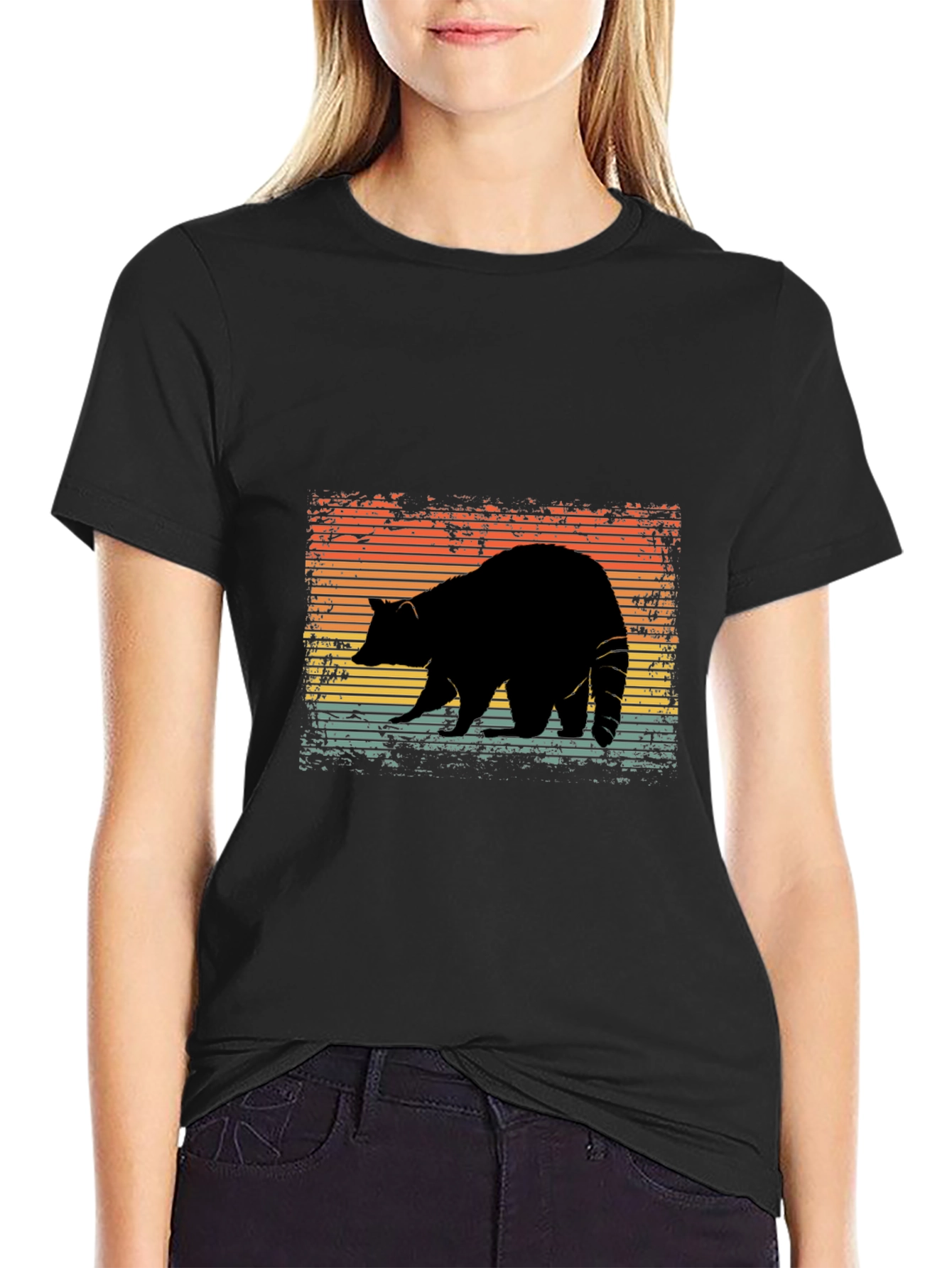 Retro Raccoon Silhouette Graphic Tee