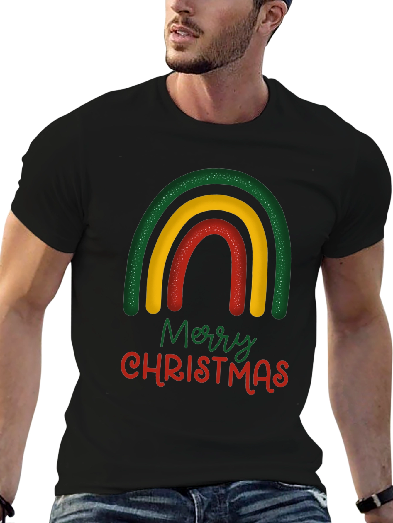 Festive Rainbow Merry Christmas T-Shirt