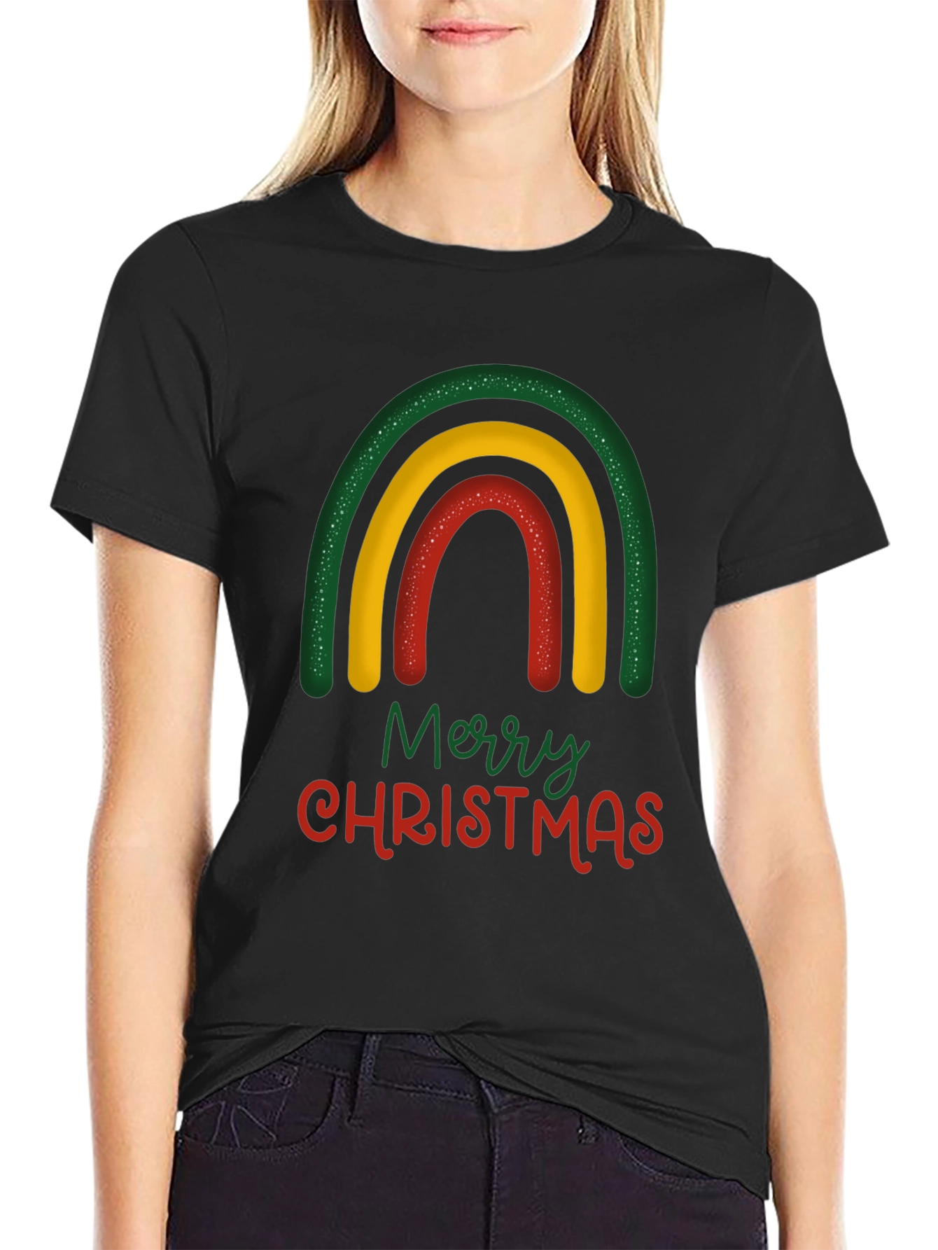 Festive Rainbow Merry Christmas T-Shirt