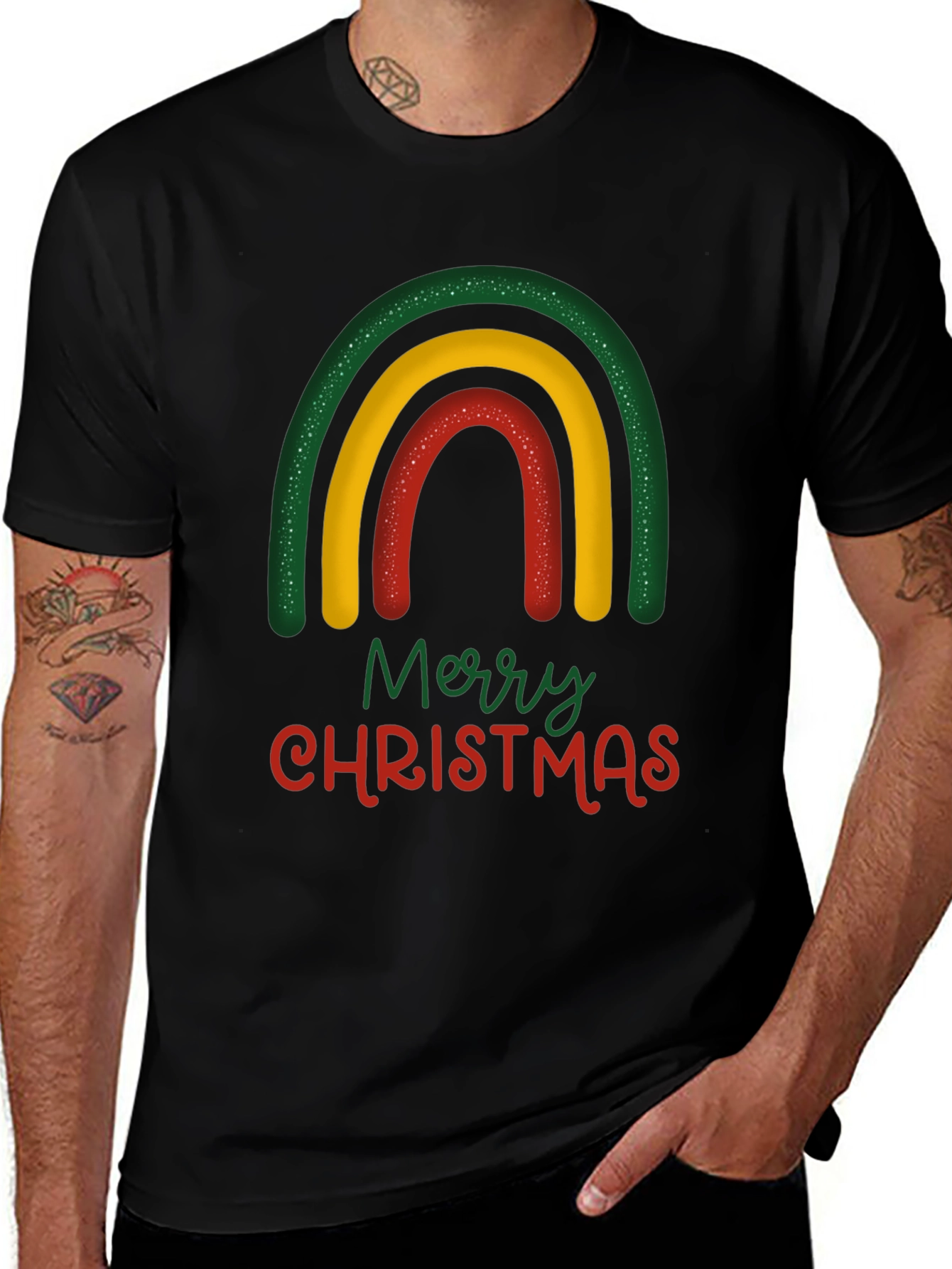 Festive Rainbow Merry Christmas T-Shirt